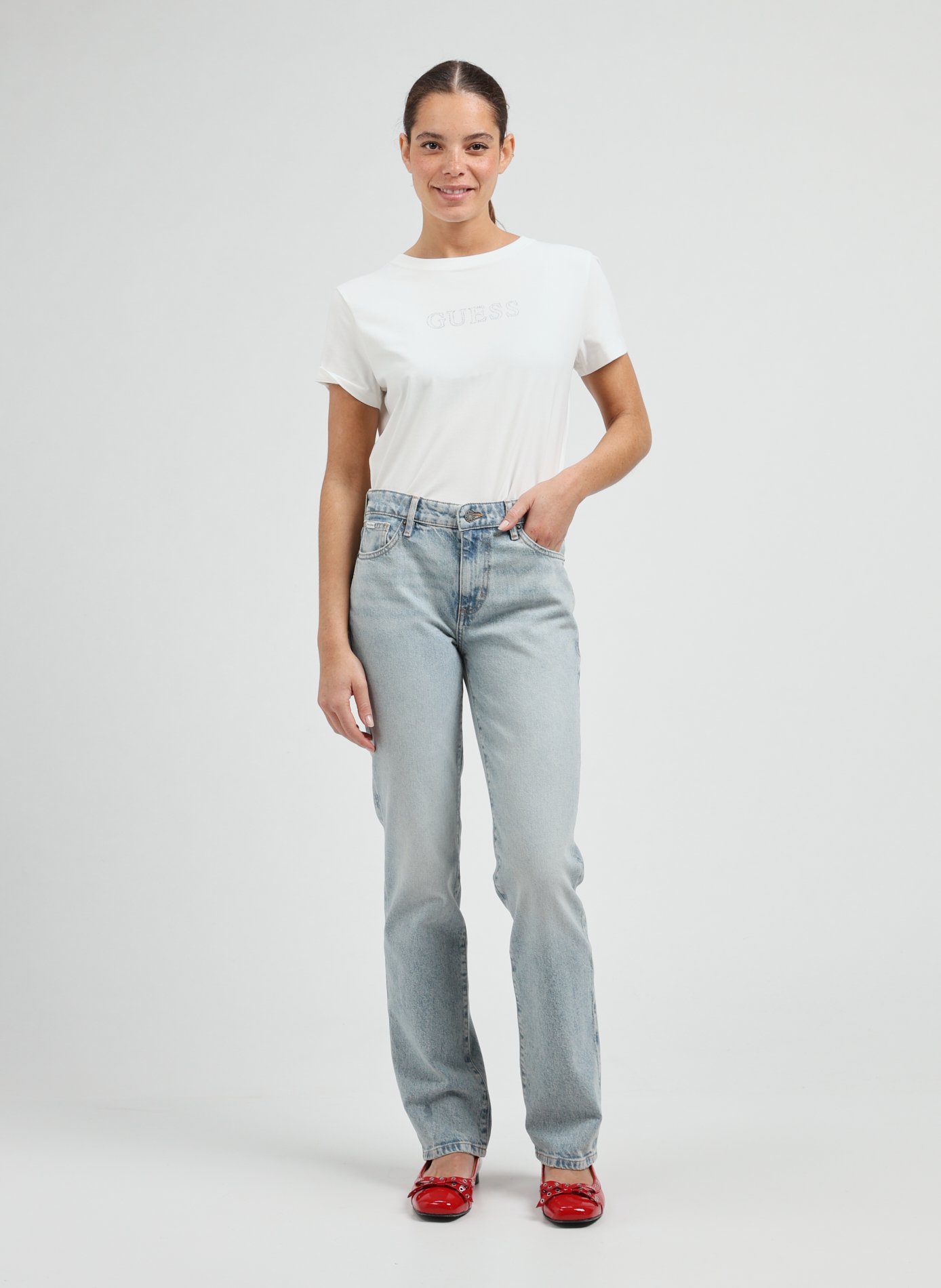 Straight cotton jeans GUESS Blue