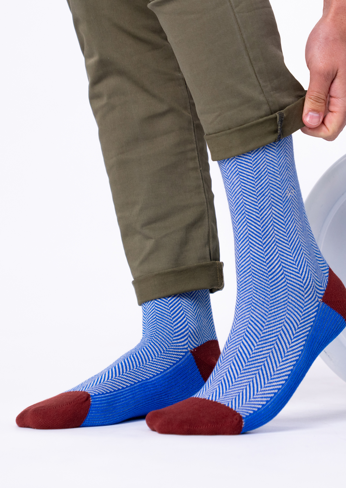 Chaussettes en coton peigné chevrons BILLYBELT Bleu