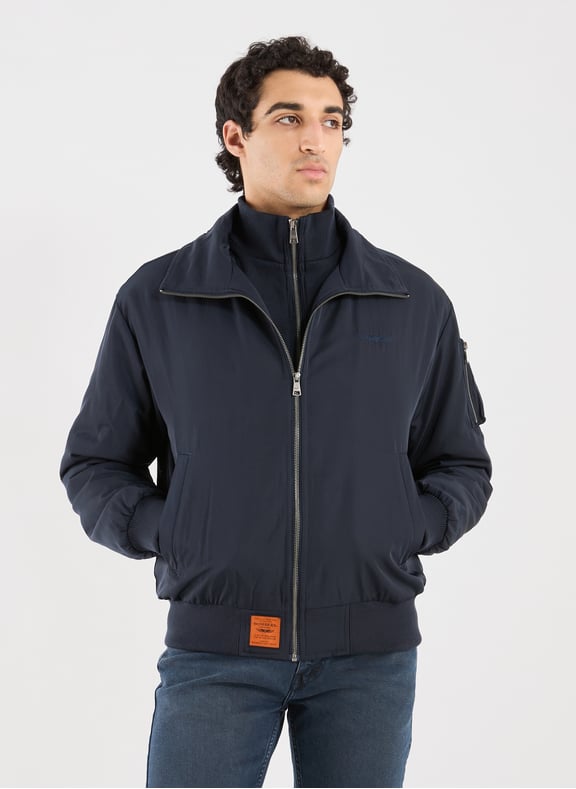 Bomber ample à col montant Bleu by BOMBERS ORIGINAL BOMBERS ORIGINAL Bomber ample à col montant Bleu