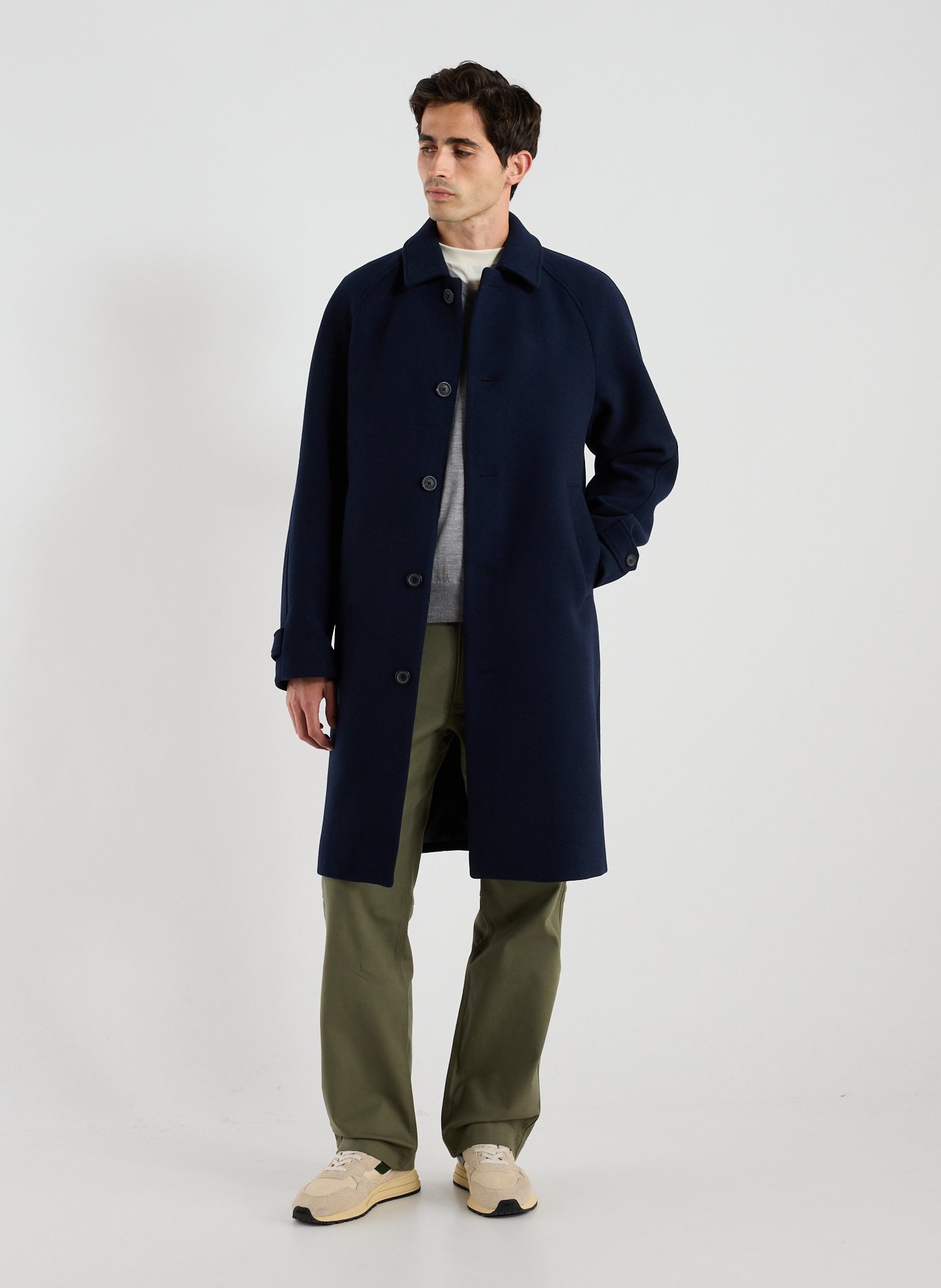 Classic wool blend collar parka LES DEUX Blue