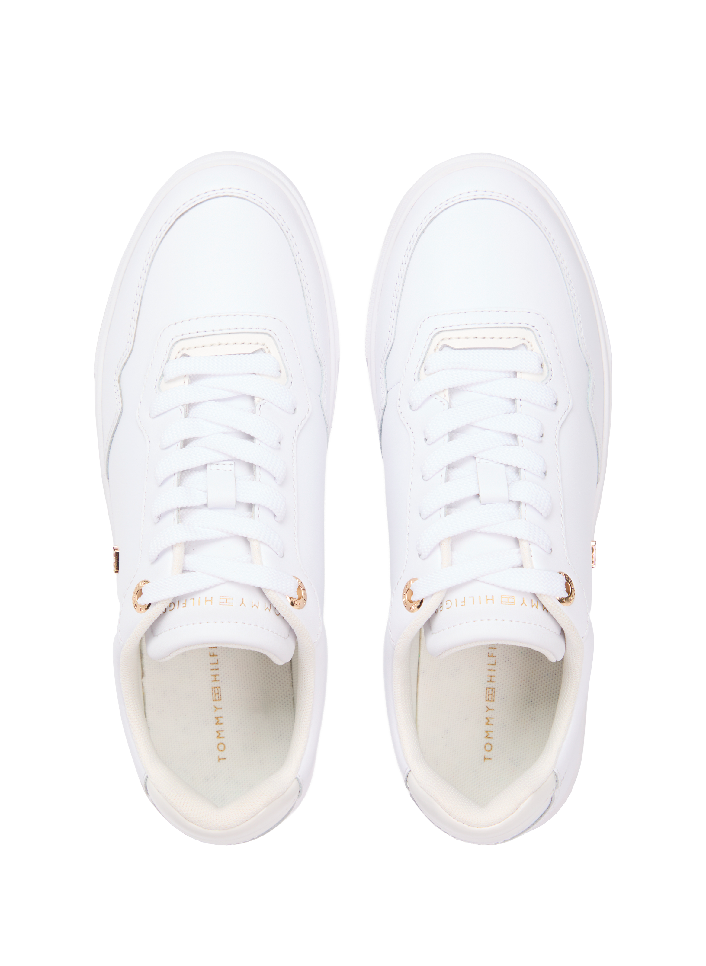Low leather sneaker with laces TOMMY HILFIGER White