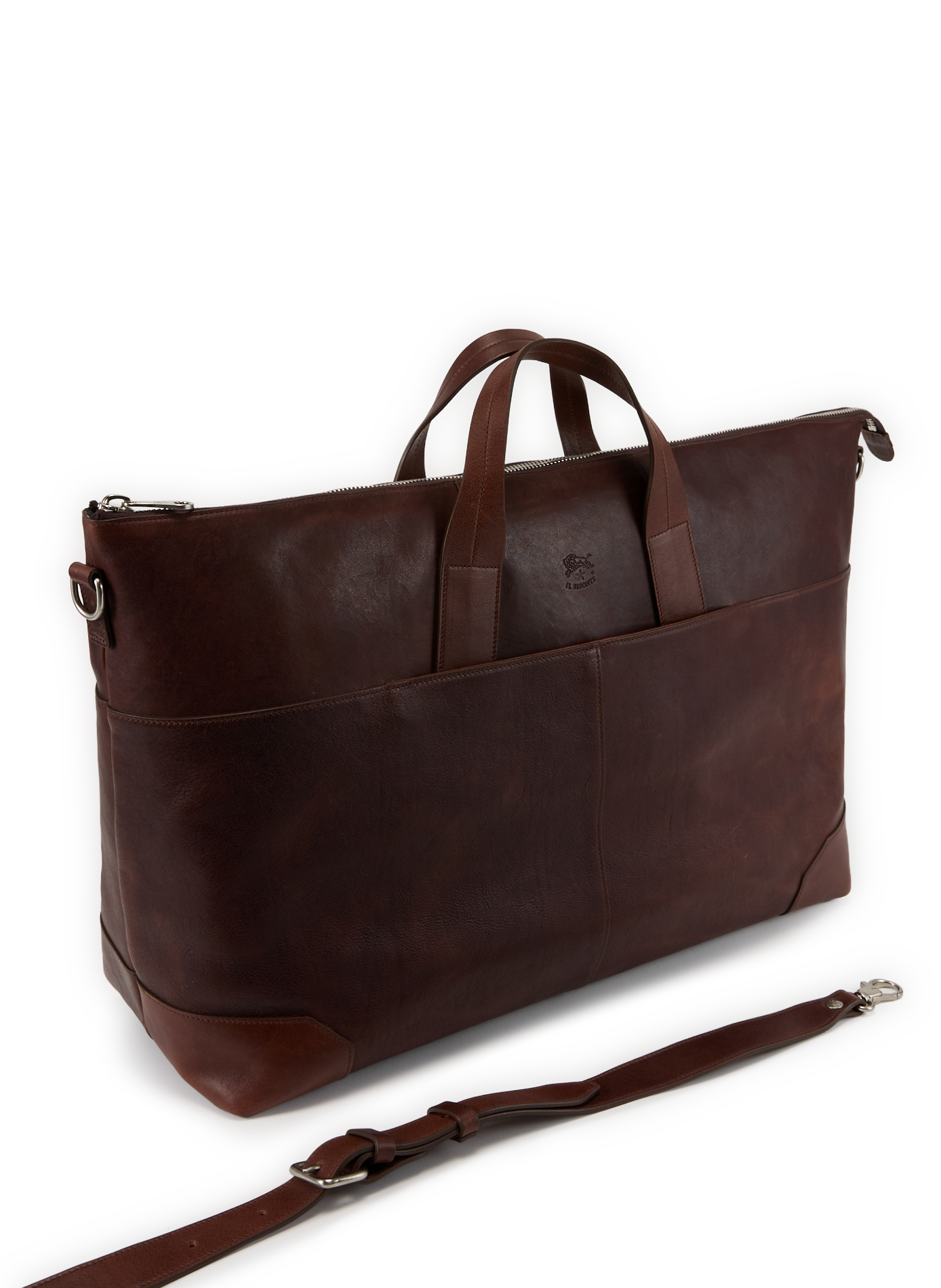 Sac de voyage en cuir de vachette IL BISONTE Marron