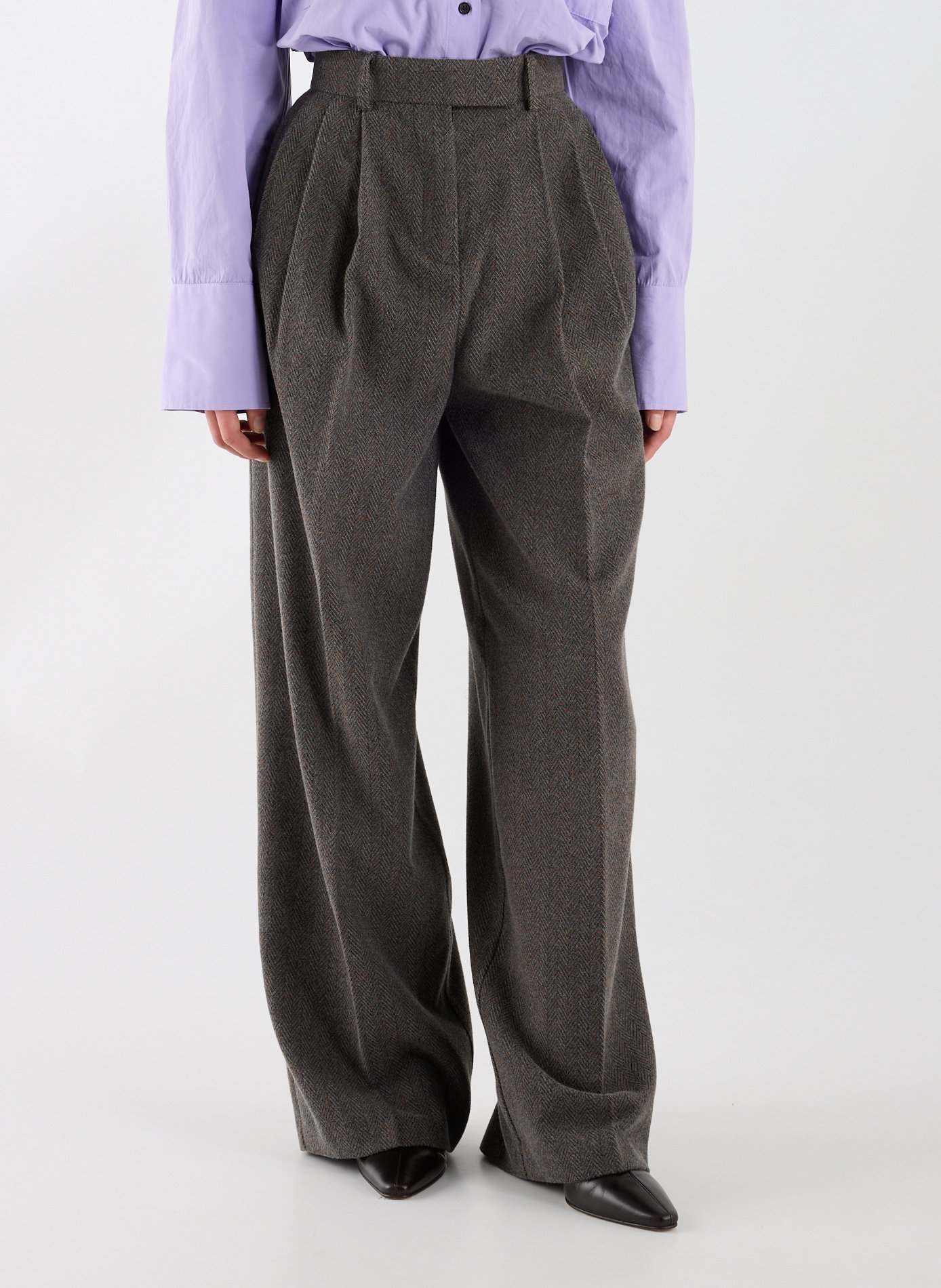 TOPSHOP Pantalon droit à chevrons  Gris