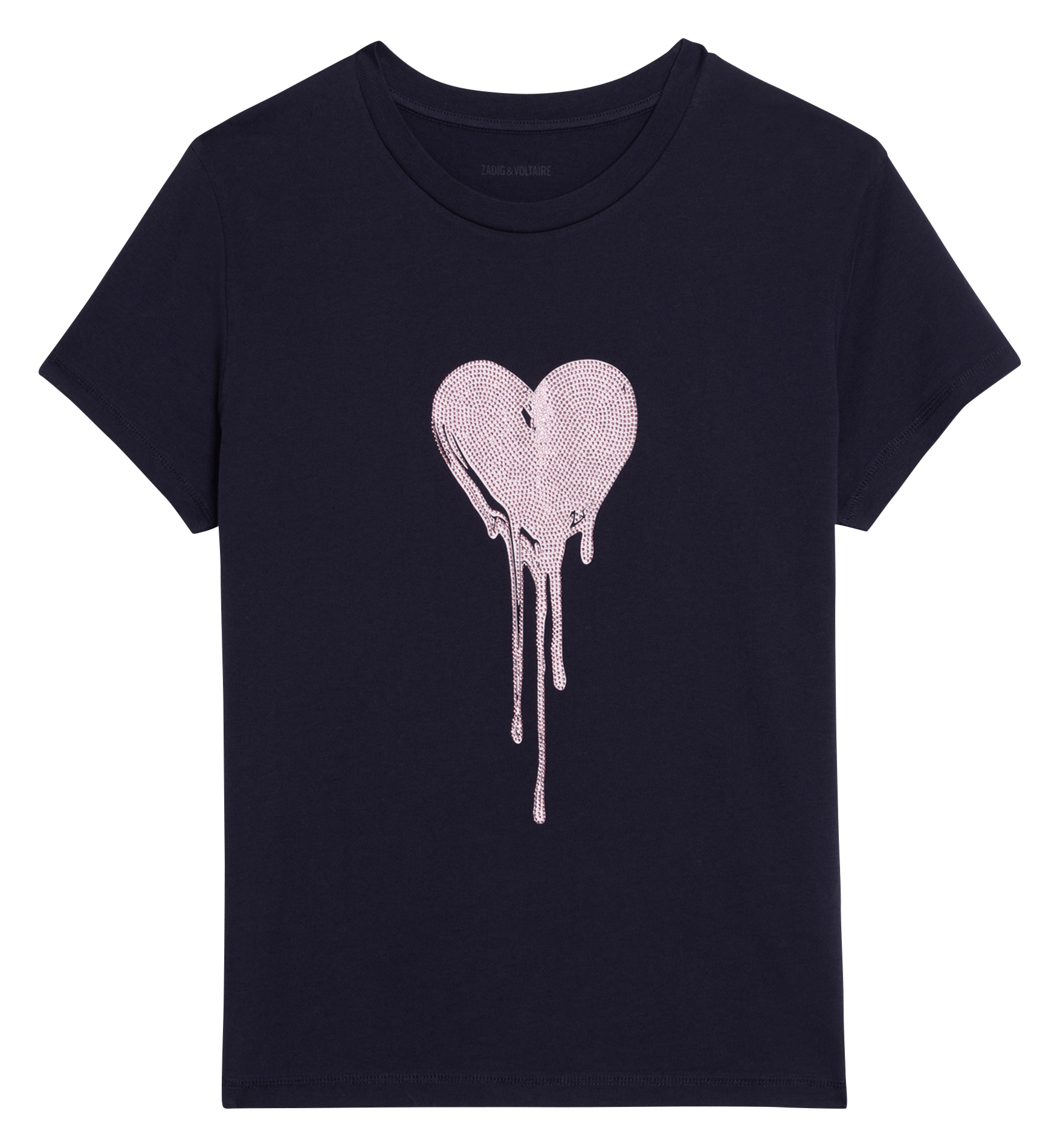 Tee-shirt droit col rond en coton walk Bleu