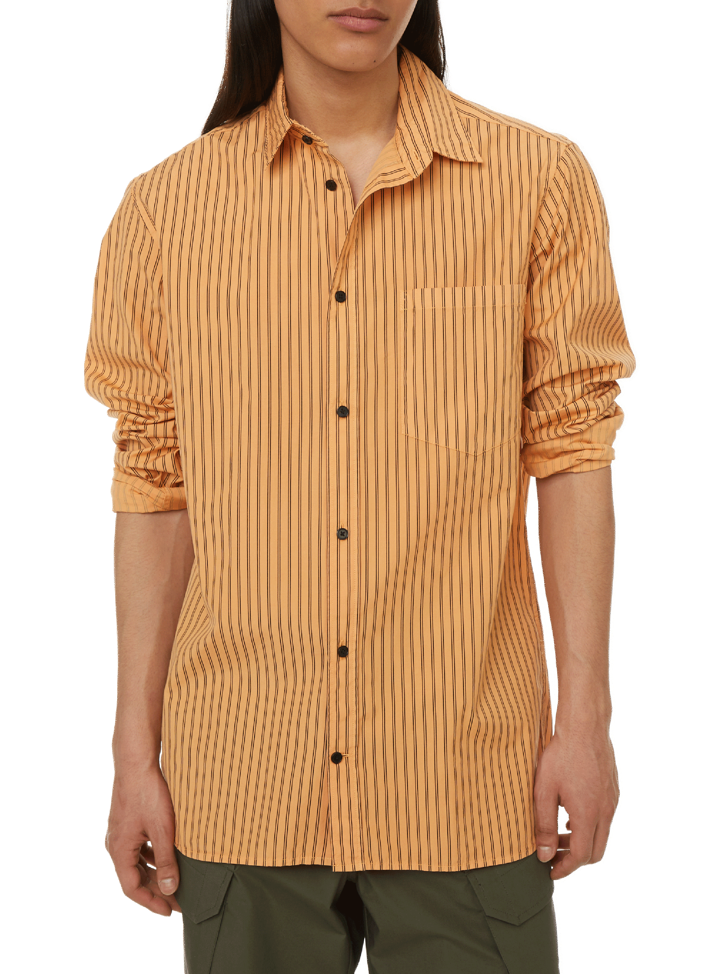 SAISON 1865 Striped cotton poplin shirt Orange