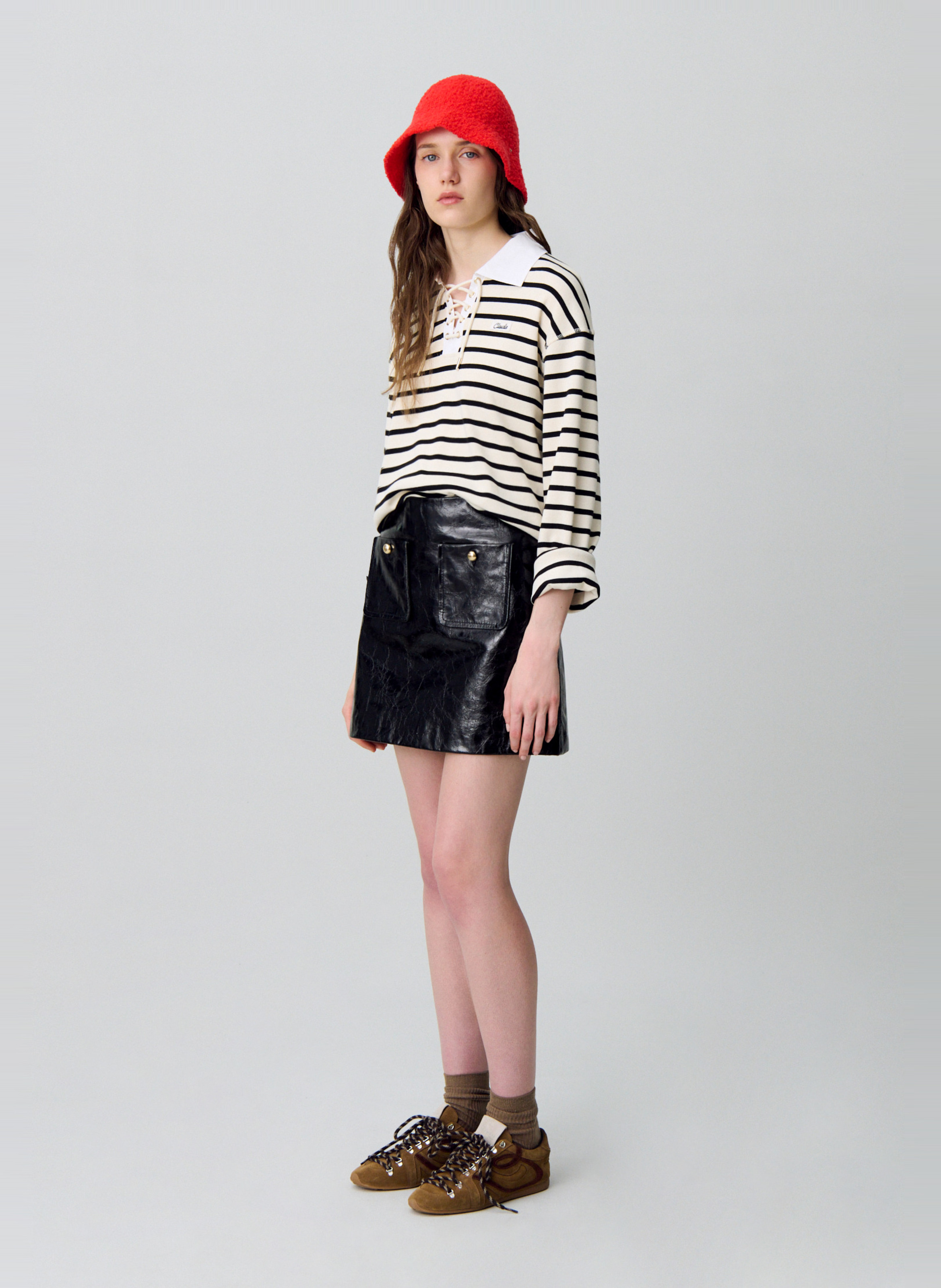 Jupe courte en cuir calella CLAUDIE PIERLOT Noir