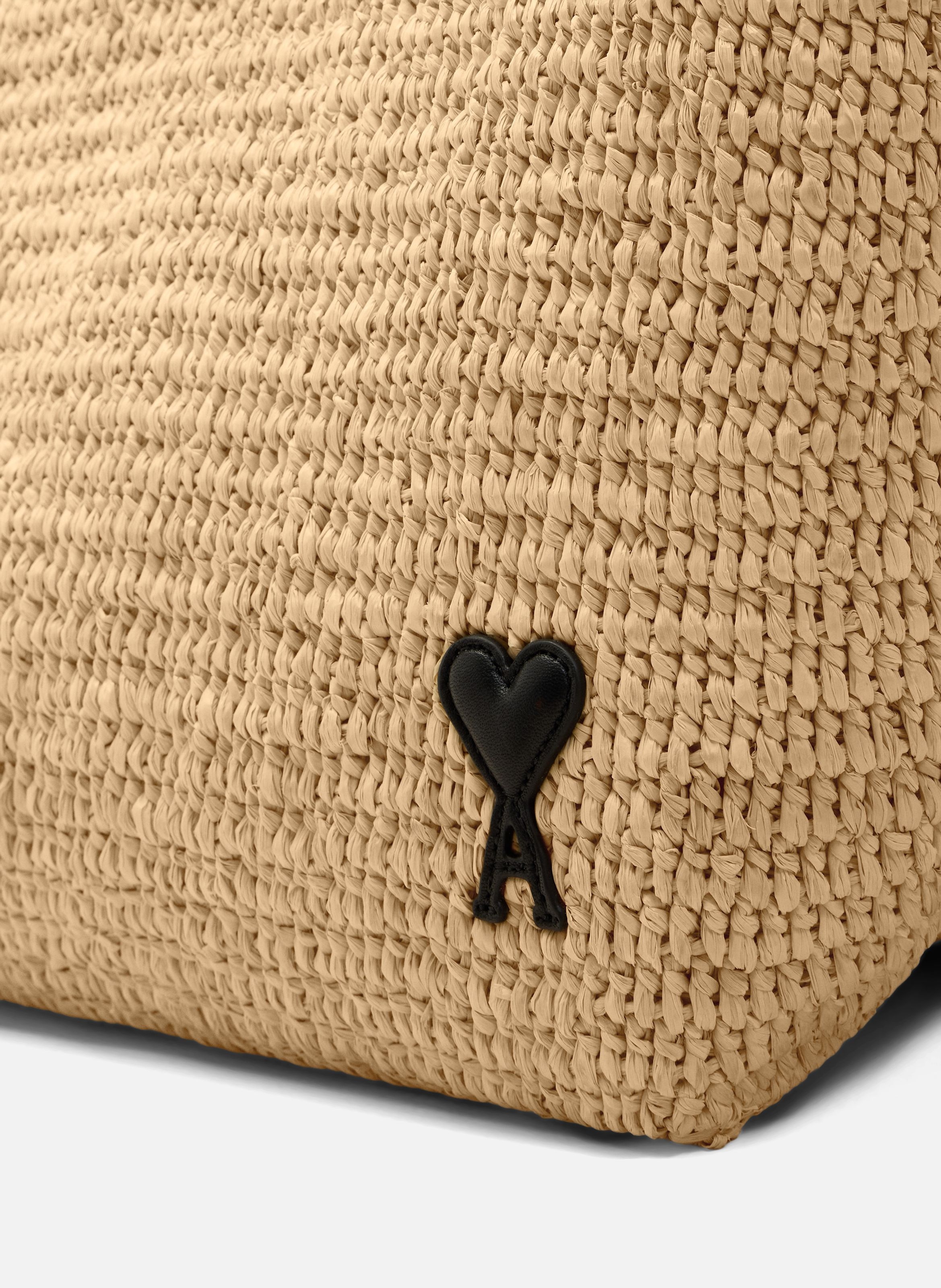 Cabas ami de coeur naturel en raphia unisexe AMI PARIS Beige