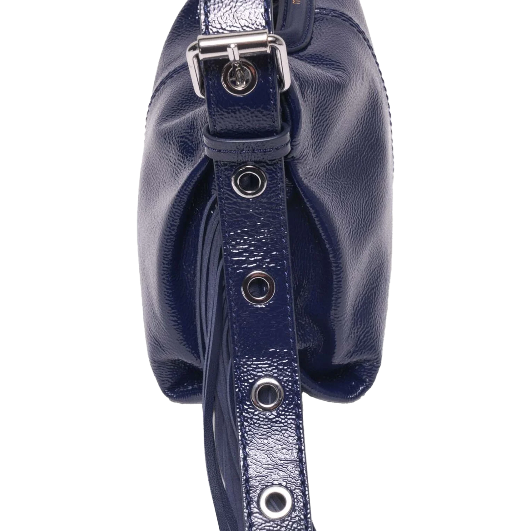 Sac bandoulière à franges en cuir miss m mini MAJE Bleu