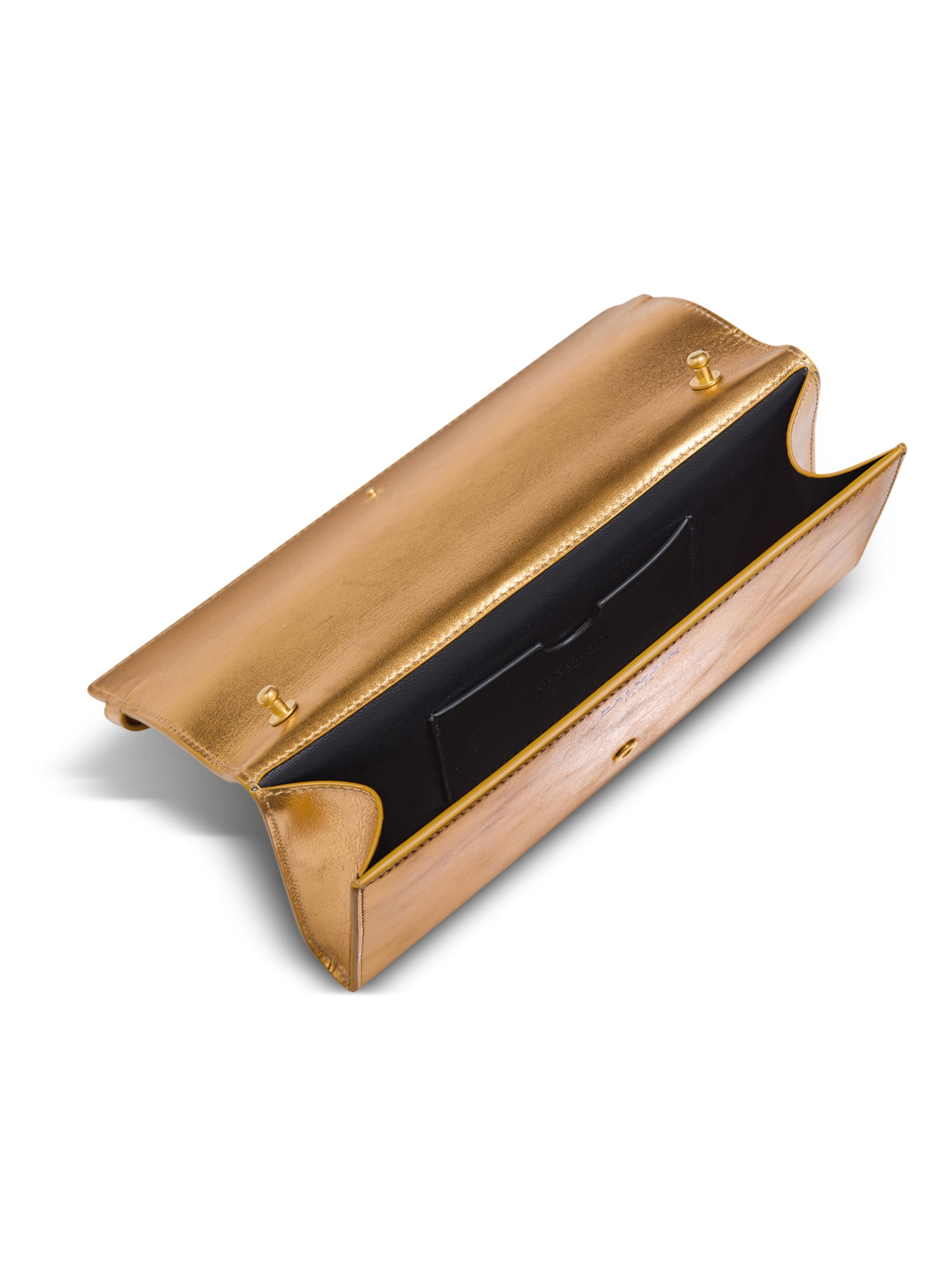 Portefeuille shuffle en cuir lamé BALMAIN Doré