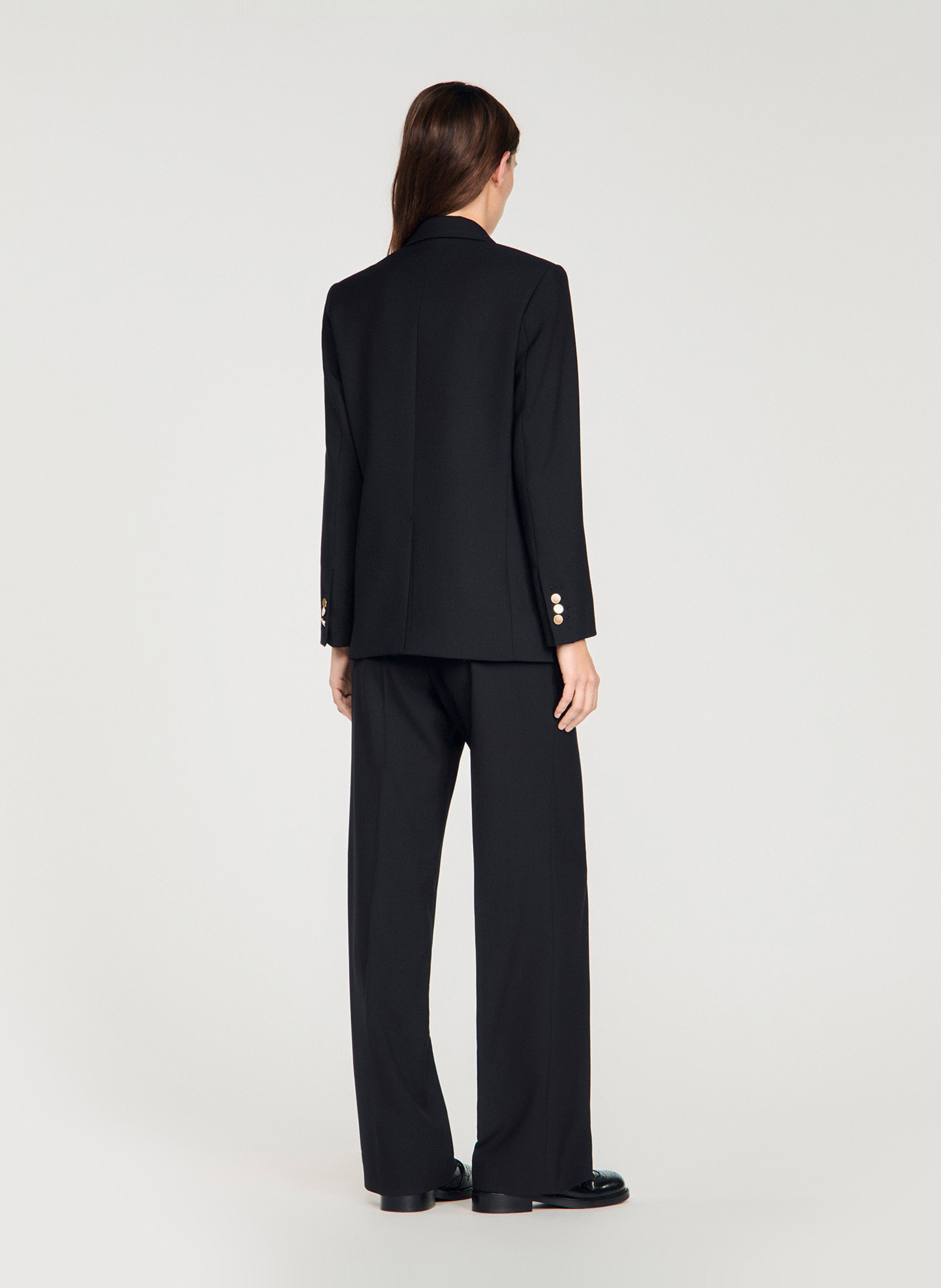 Veste cintrée col tailleur en laine SANDRO Noir