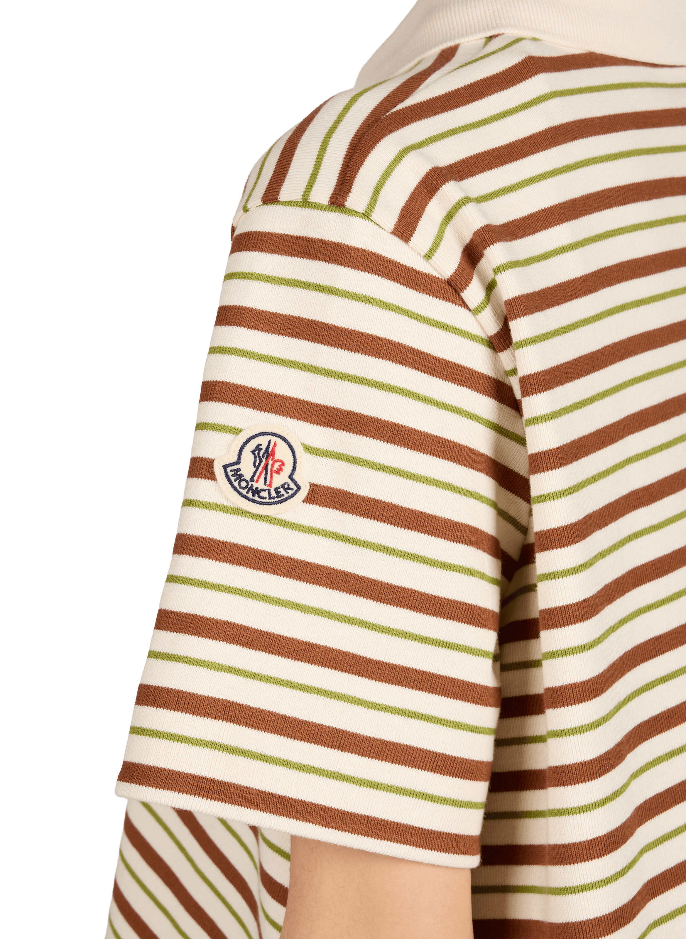 Polo manches courtes à rayures en coton MONCLER Beige
