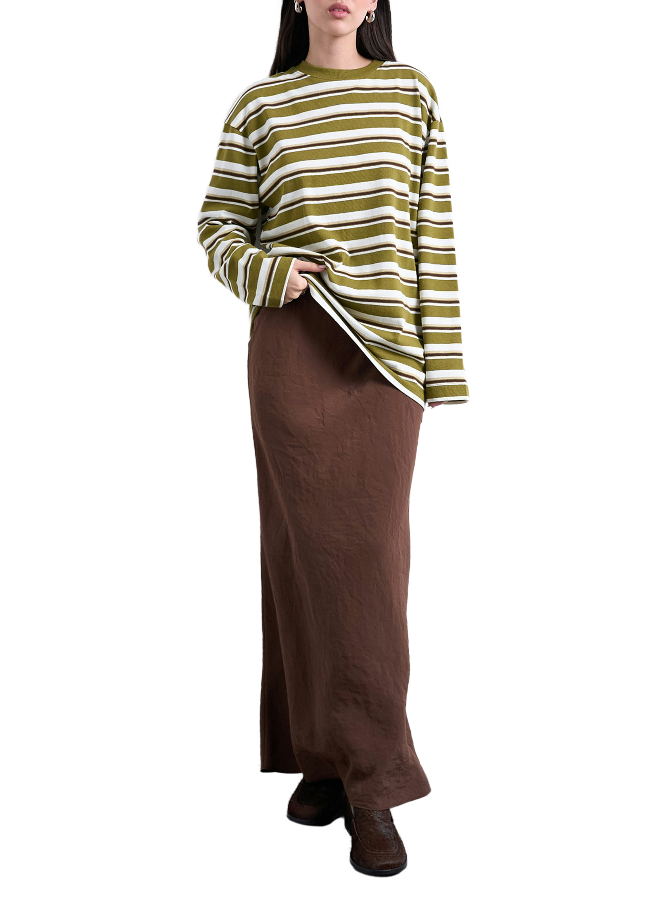 Tsisa Midi Skirt TOPSHOP Brown