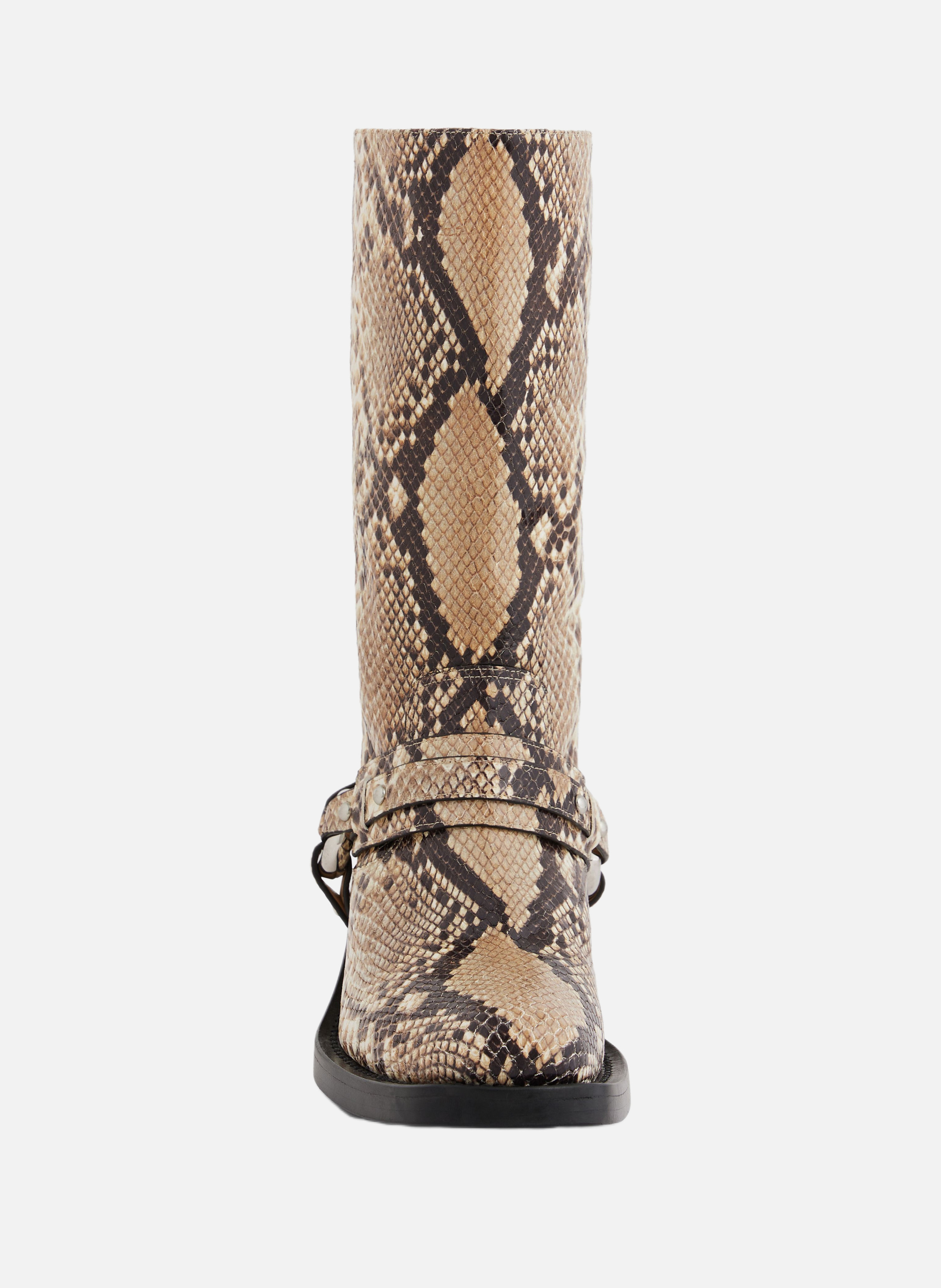 Bottes biker en cuir RABANNE Beige