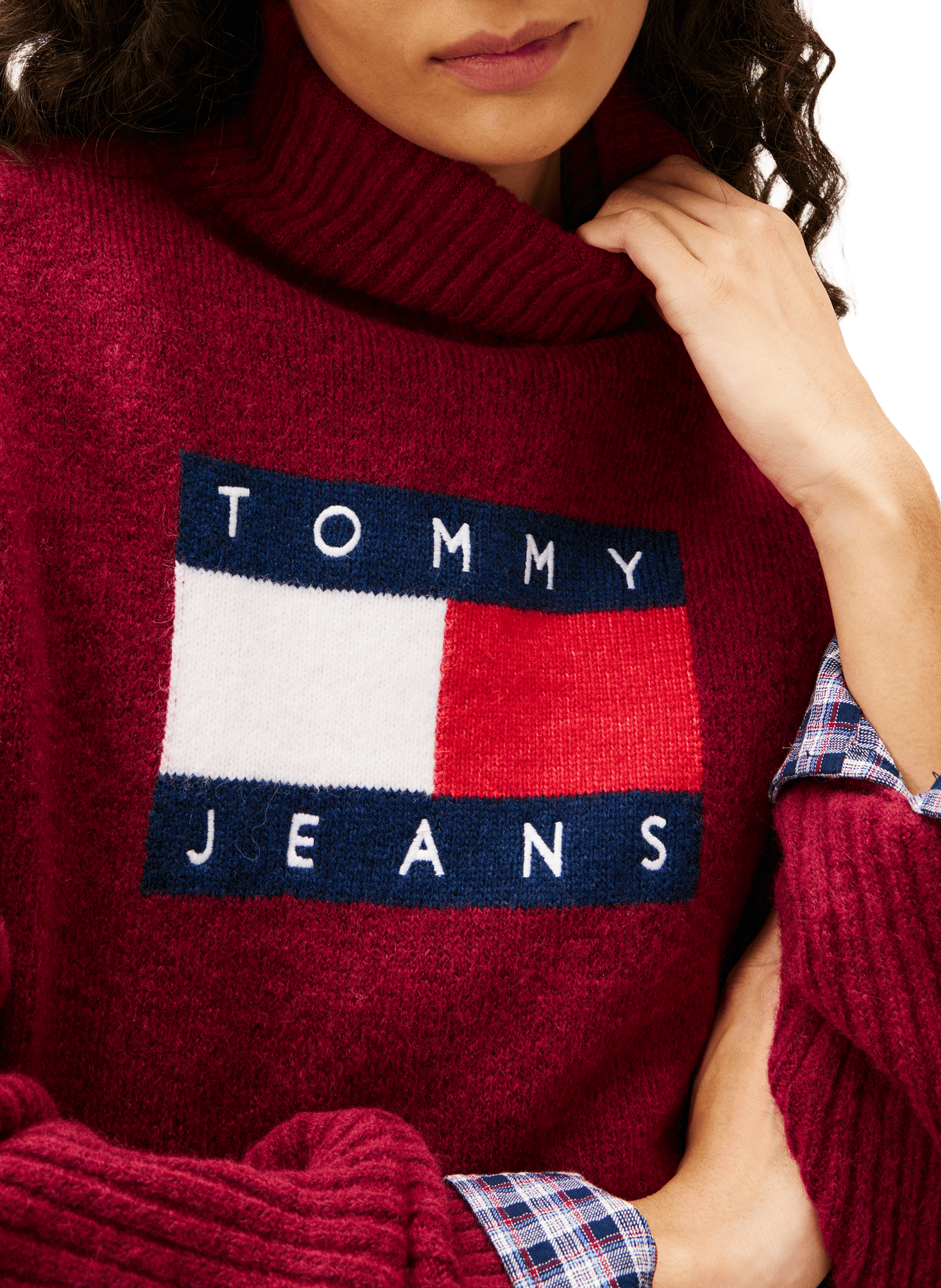 Pull côtelé à logo TOMMY HILFIGER Rouge