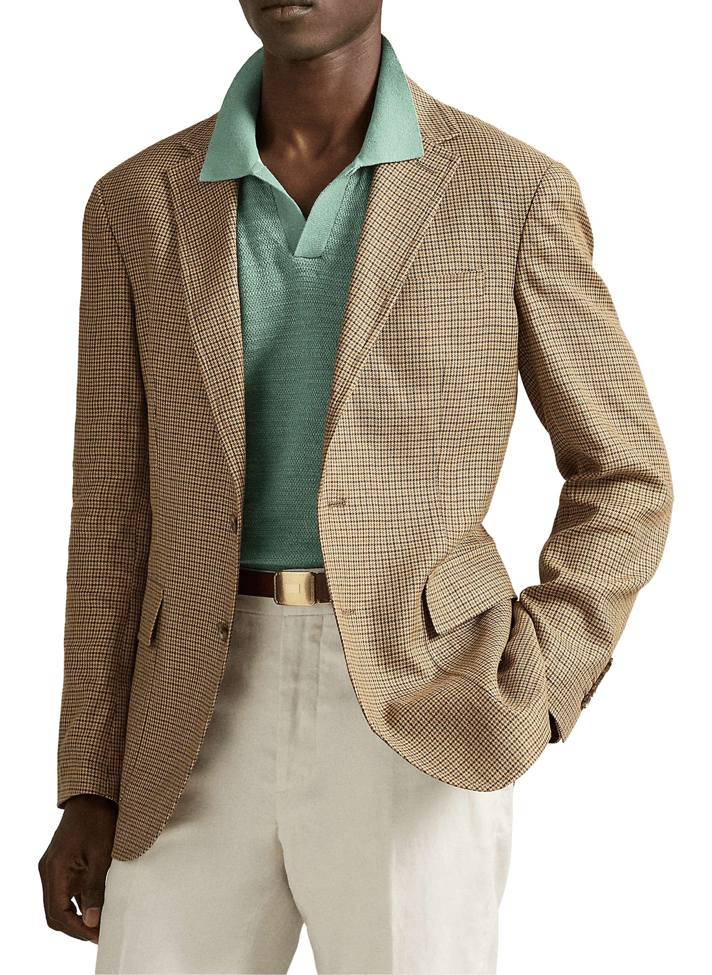 Checked Linen Blend Blazer POLO RALPH LAUREN Beige