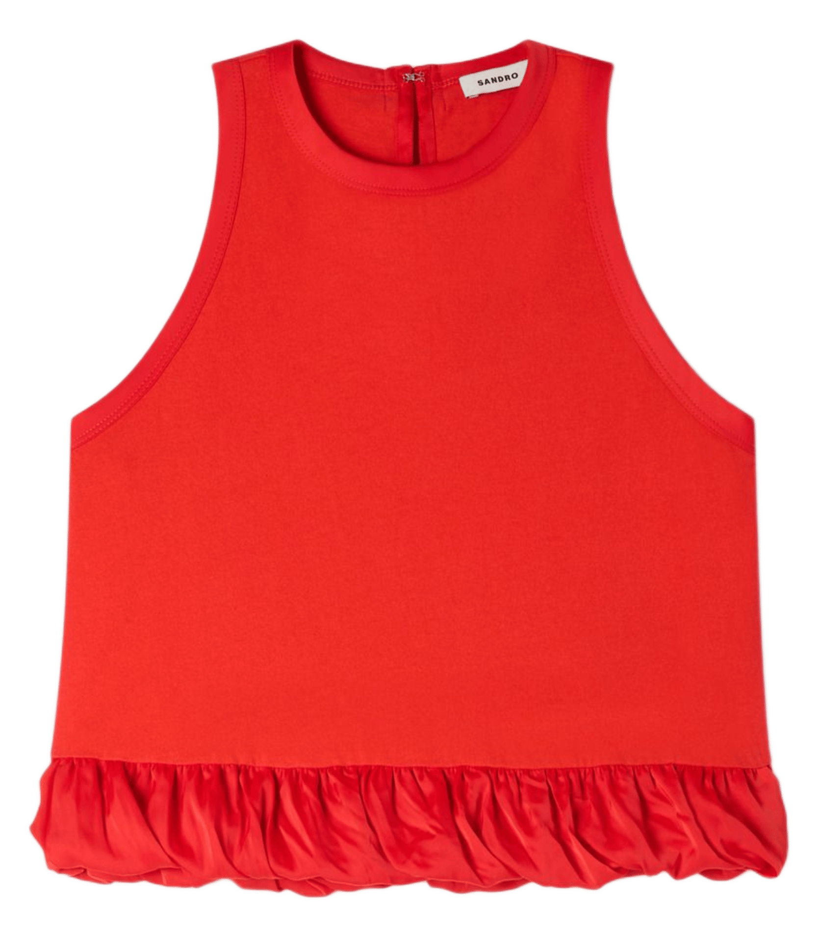 Top droit col rond en coton SANDRO Rouge