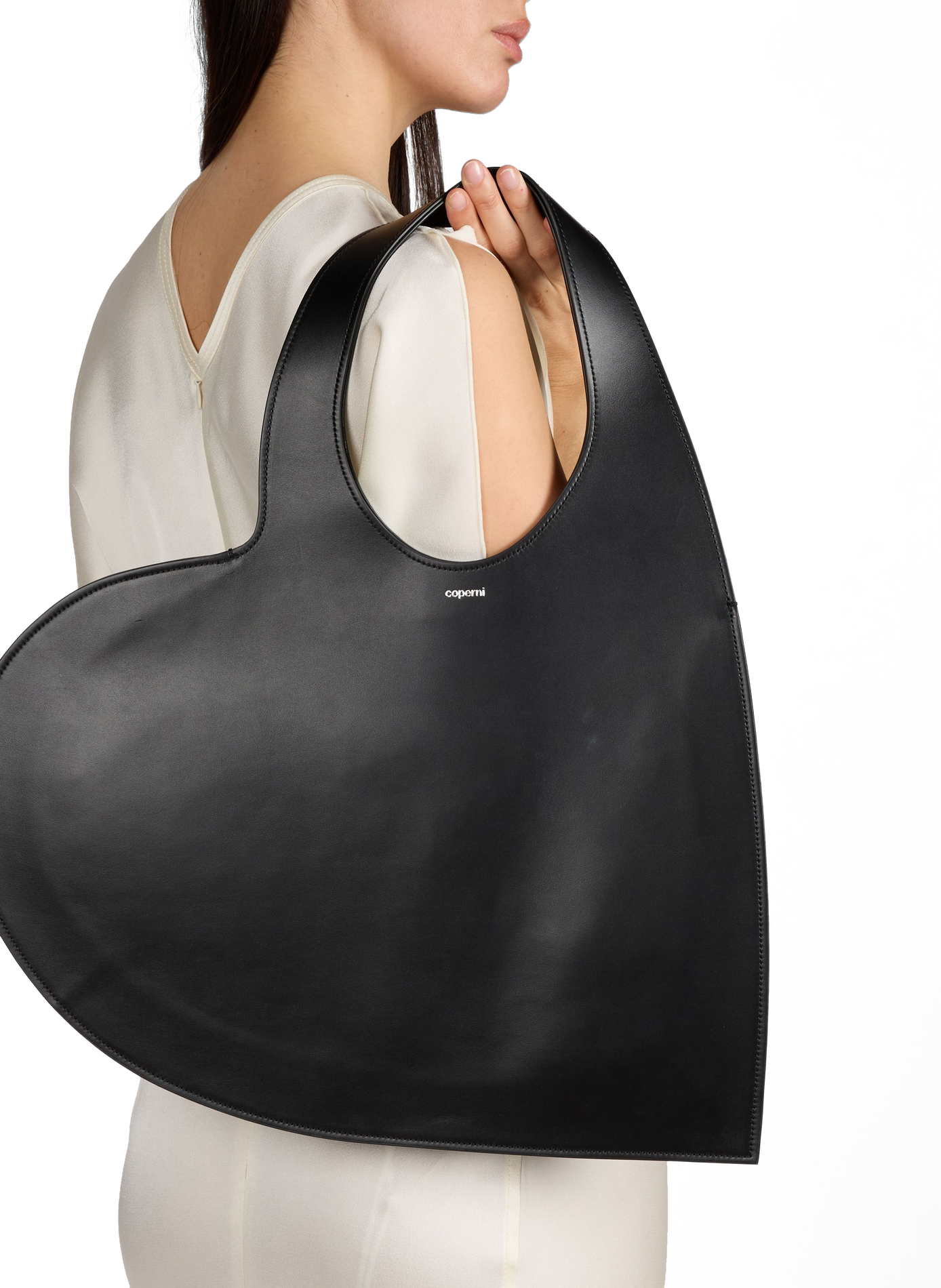 Sac épaule forme coeur en cuir COPERNI Noir