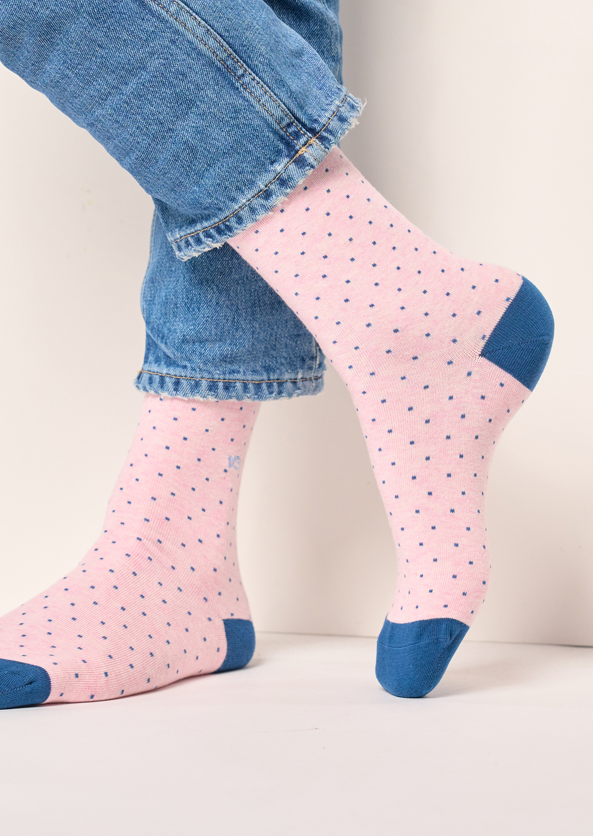 Chaussettes en coton peigné à pois BILLYBELT Rose