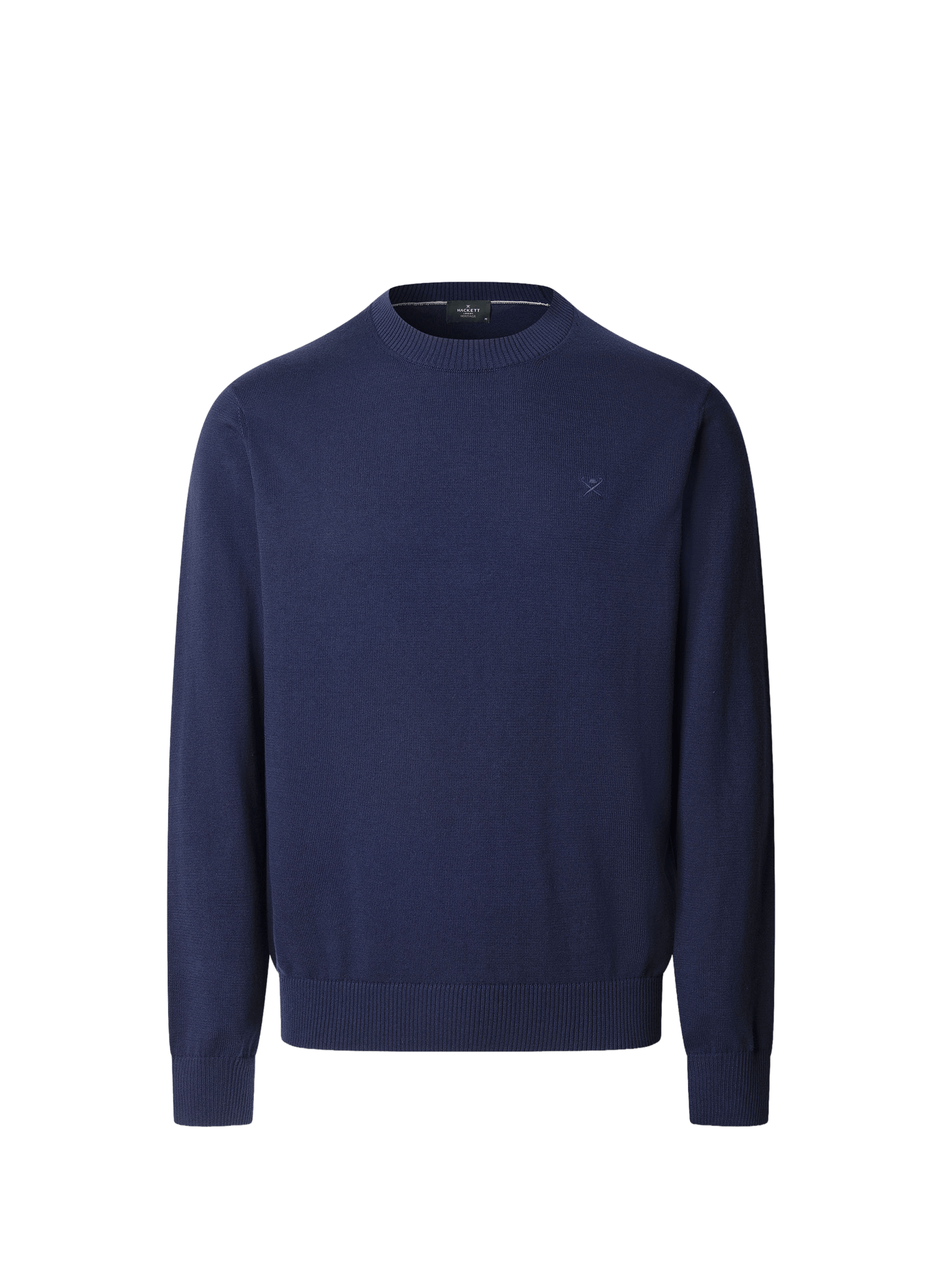 Straight round neck cotton sweater HACKETT Blue