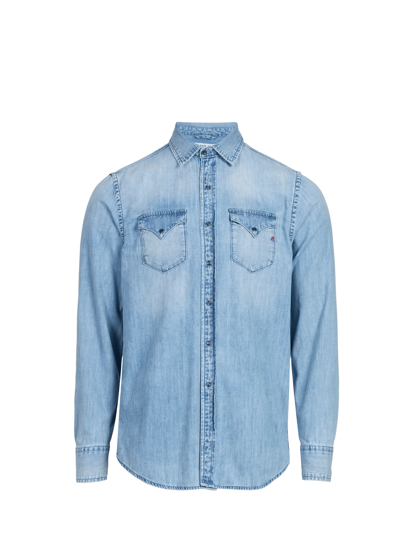 Chemise droite en denim de coton REPLAY Bleu