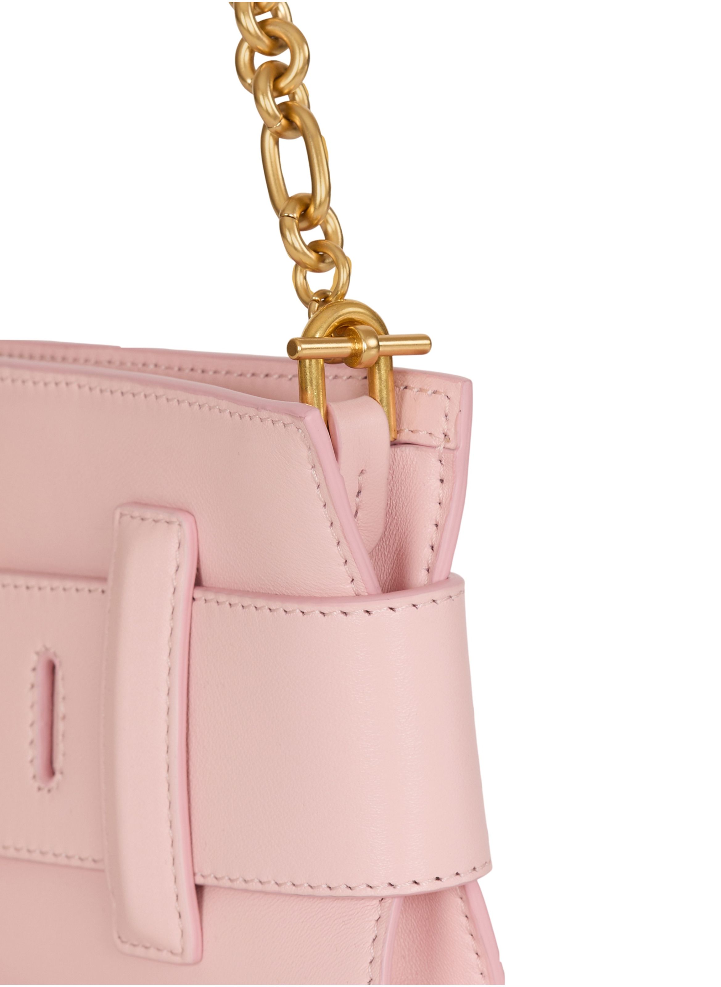 Pochette anthem en cuir lisse BALMAIN Rose