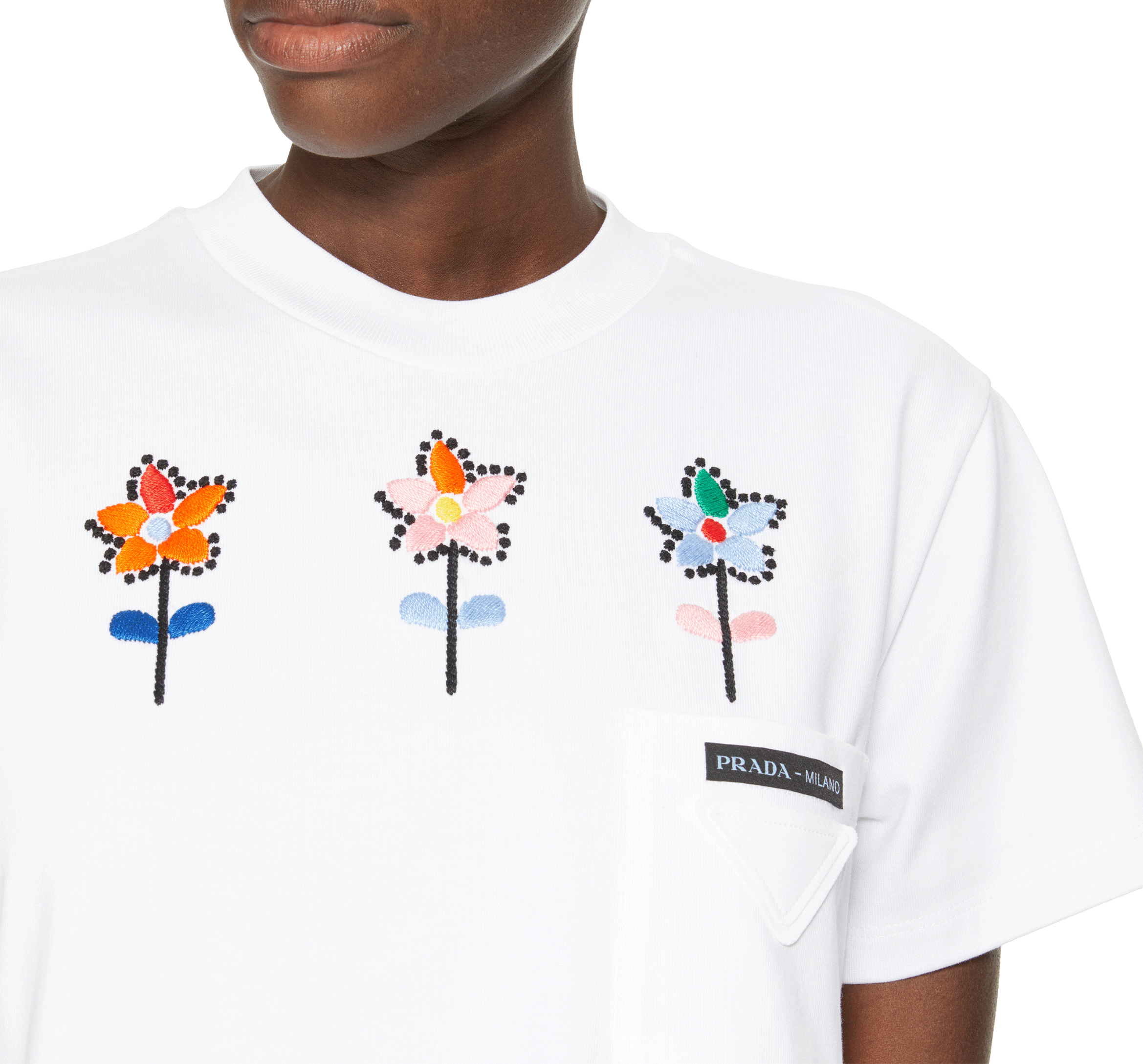 Embroidered cotton Dress PRADA White