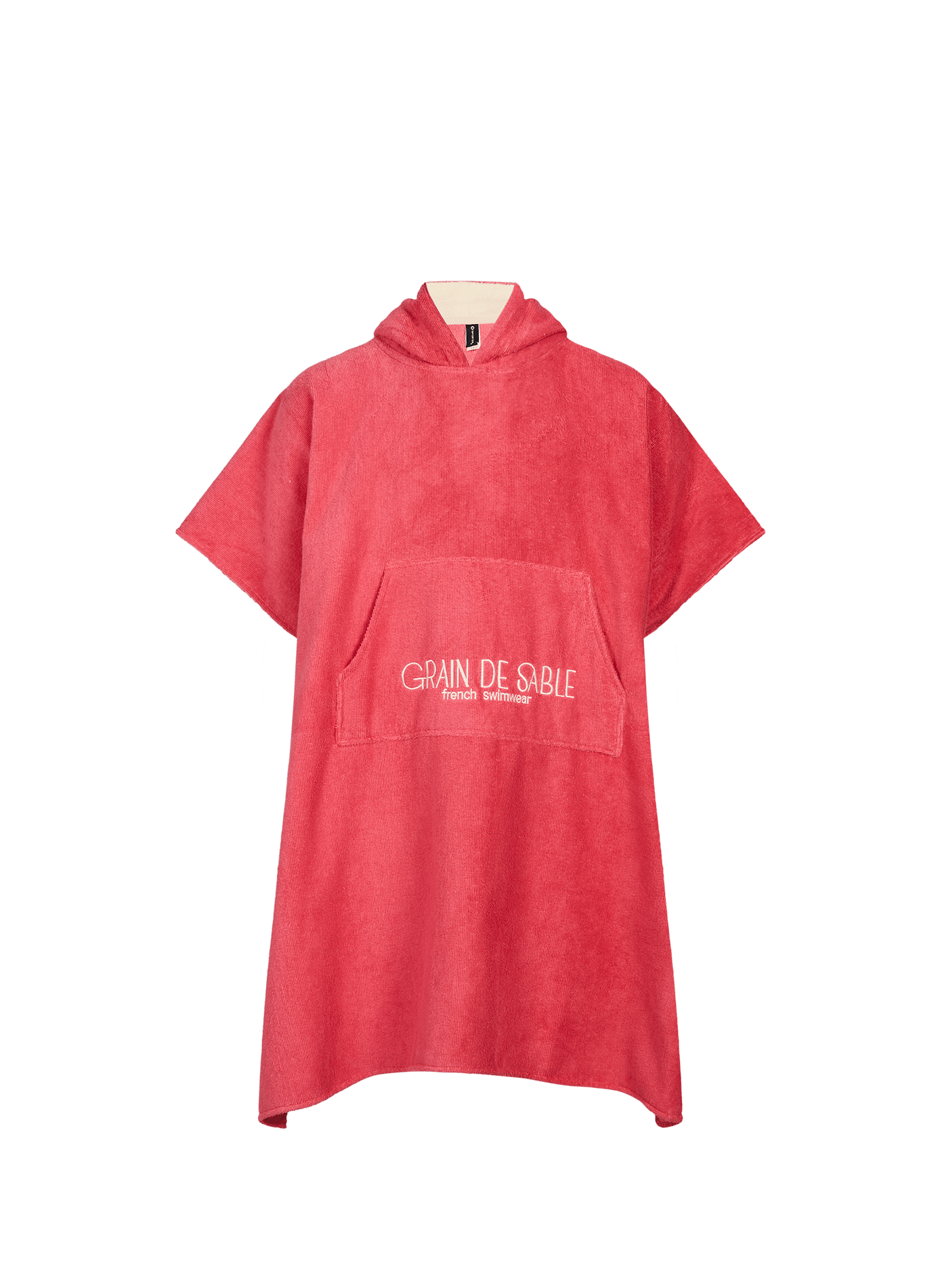 Hooded beach poncho in blended cotton GRAIN DE SABLE Pink