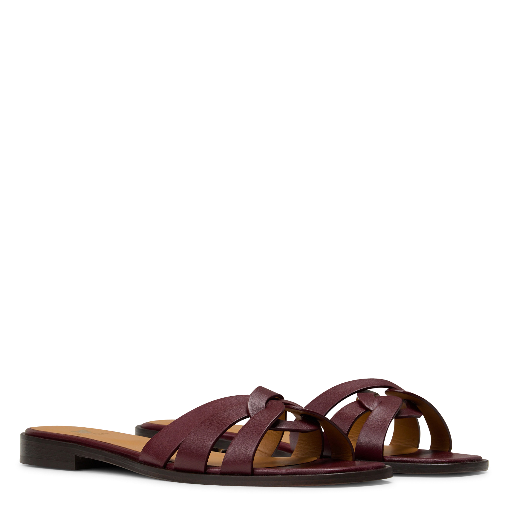 Sandales plates en cuir thaïs BOBBIES Red