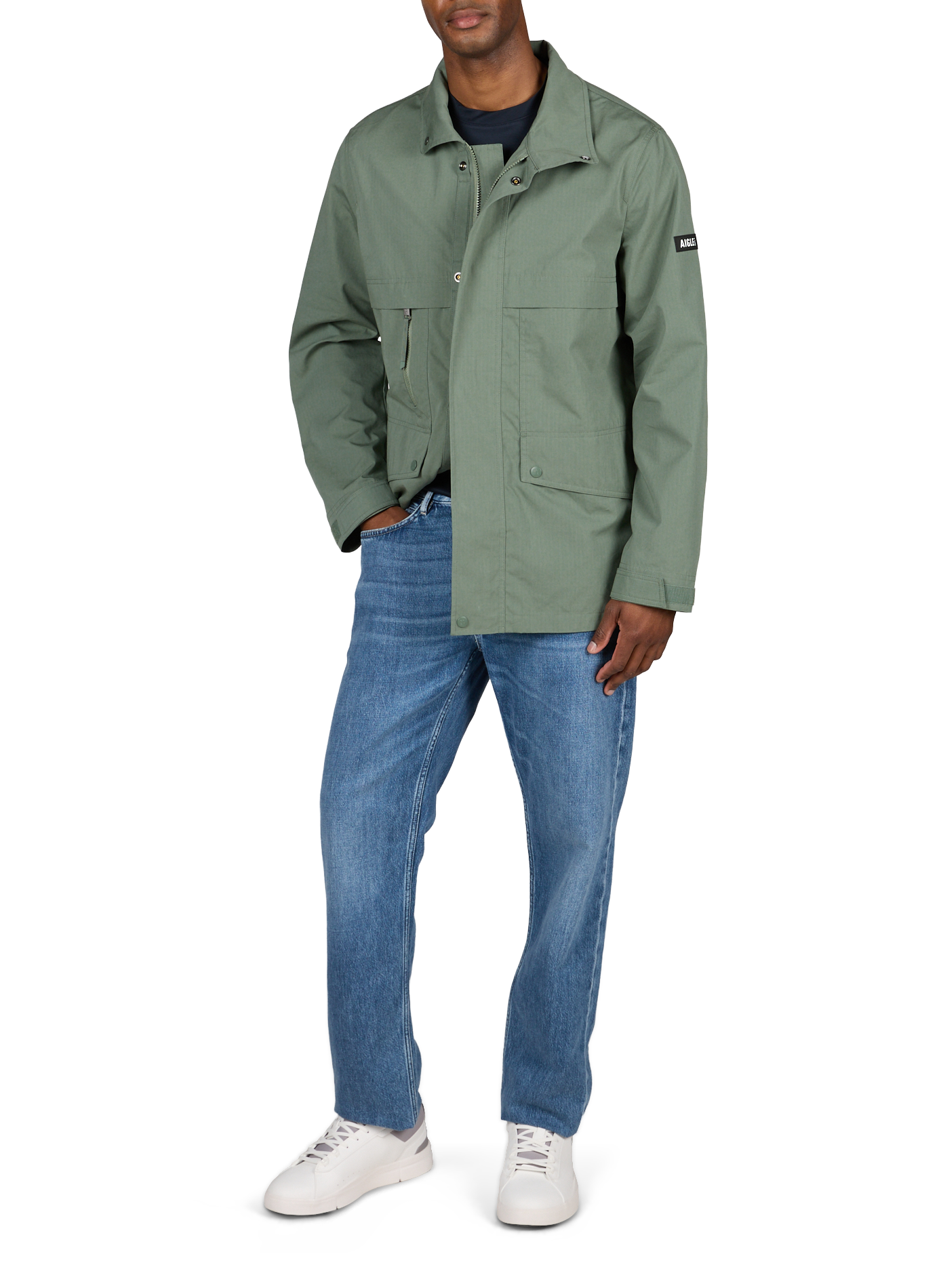 Veste déperlante multi-poches en coton mélangé AIGLE Kaki