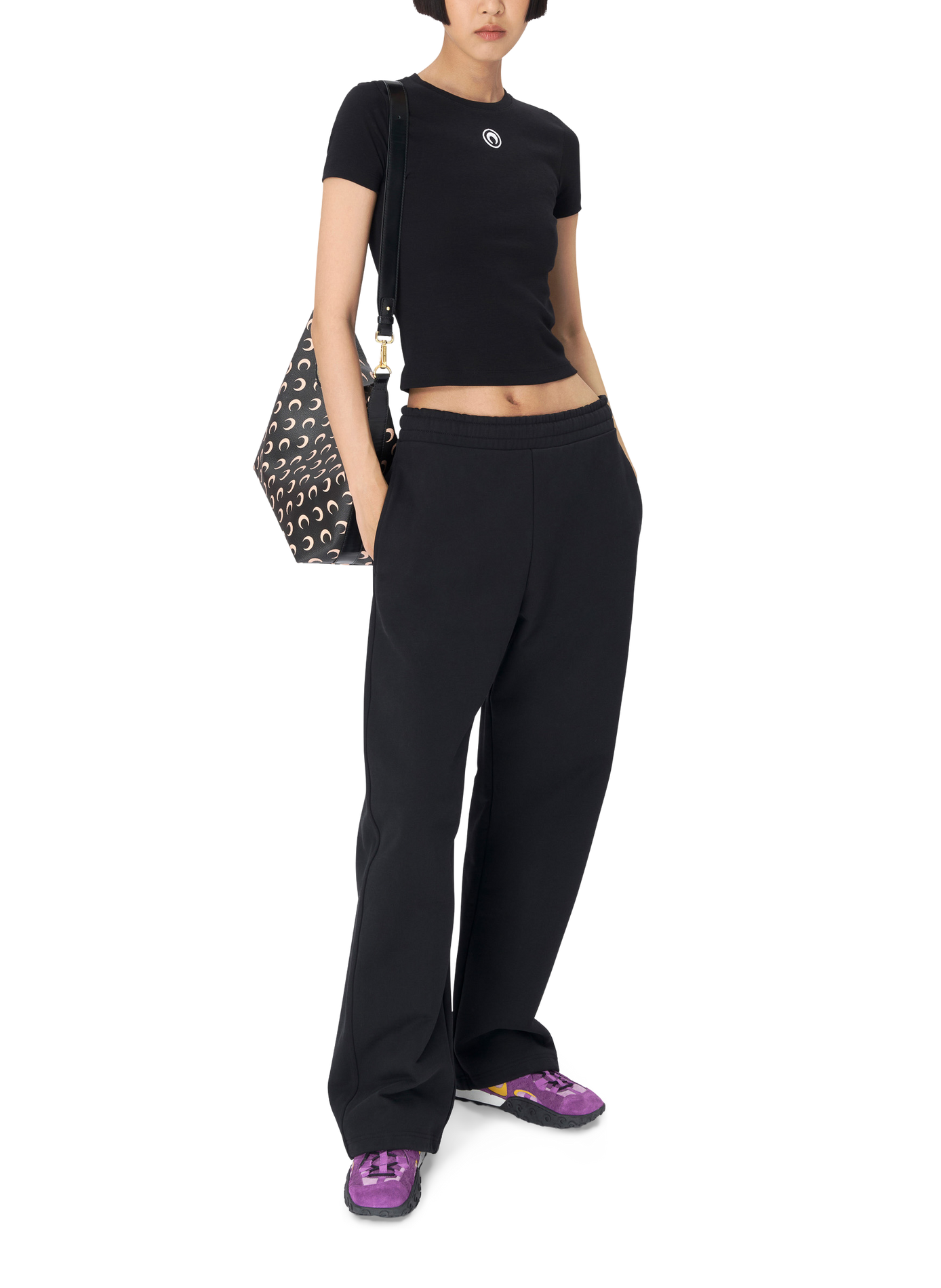 T-shirt baby fit logo moon coton biologique MARINE SERRE Noir