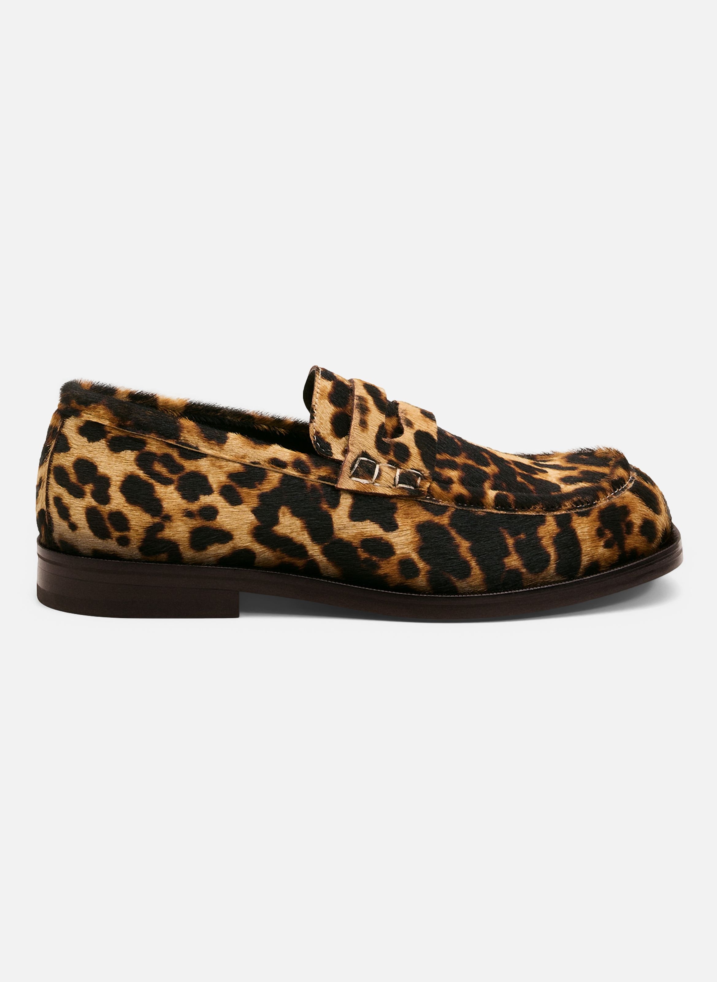 Mocassins imprimés léopard unisexe en cuir de vachette AMI PARIS Beige