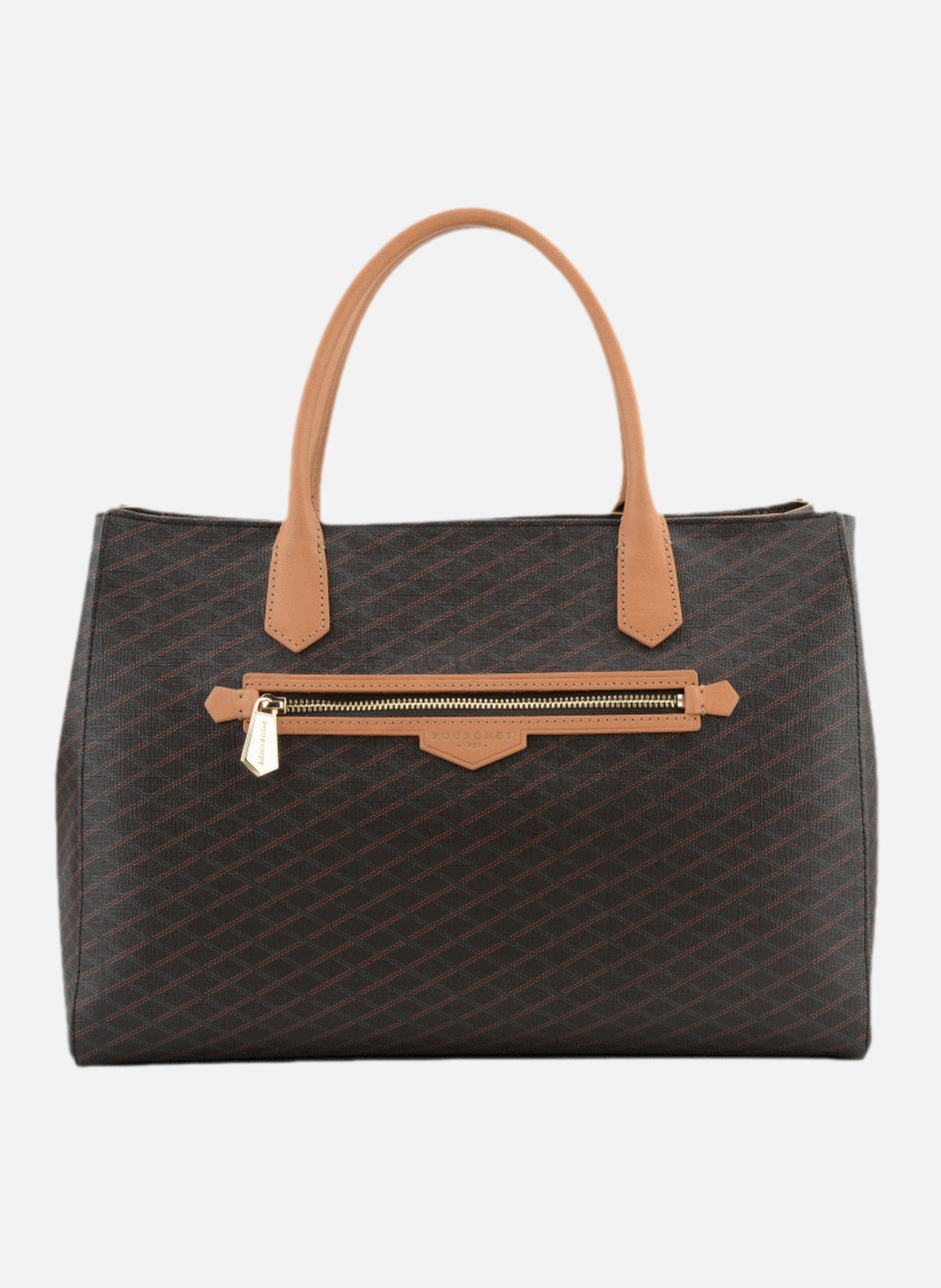 Volver coated | sac porté main gm en cuir de vachette POURCHET Marron