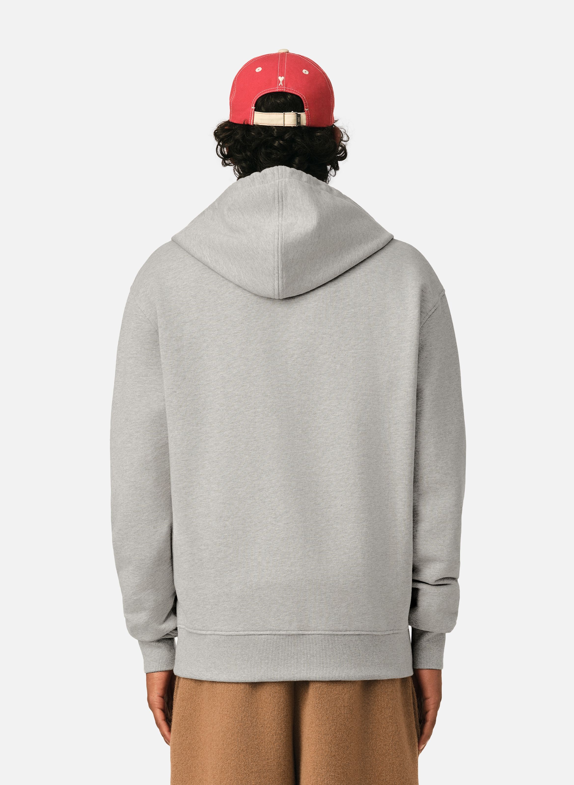 Hoodie zippé ami de coeur en coton AMI PARIS Gris