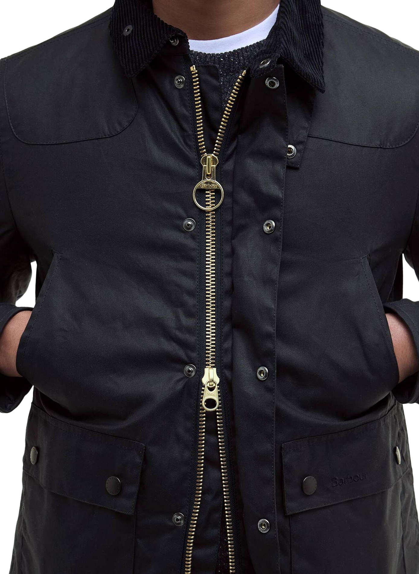 Blouson droit en coton BARBOUR Bleu