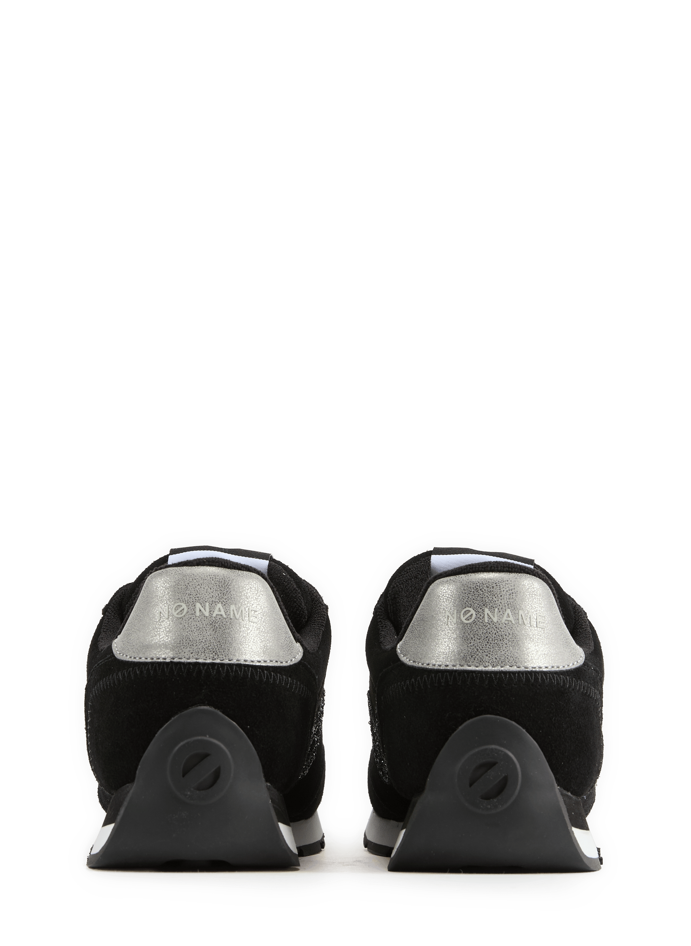 Mixed leather low-top sneakers NO NAME Black