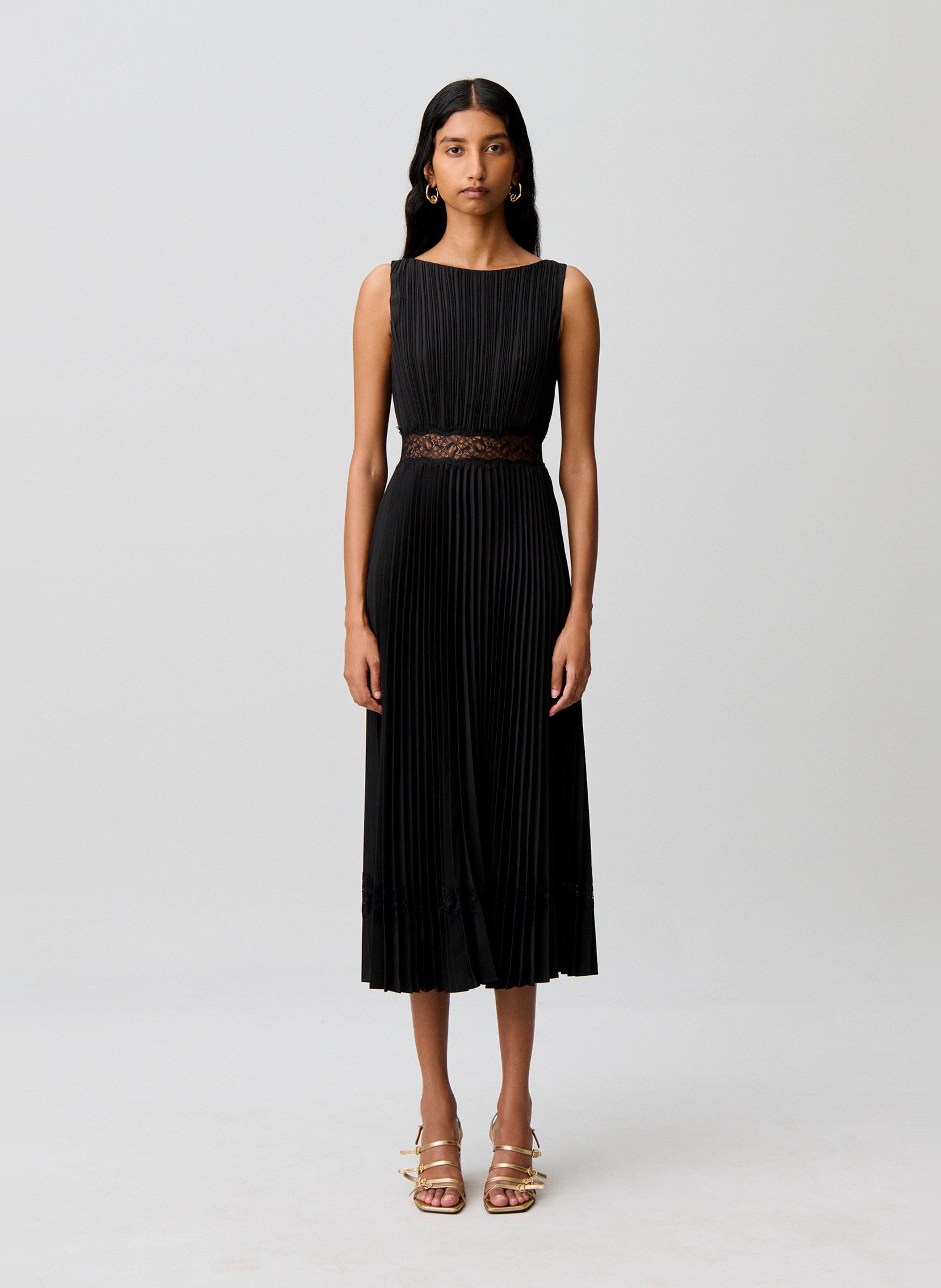 Robe longue droite plissée CLAUDIE PIERLOT Noir