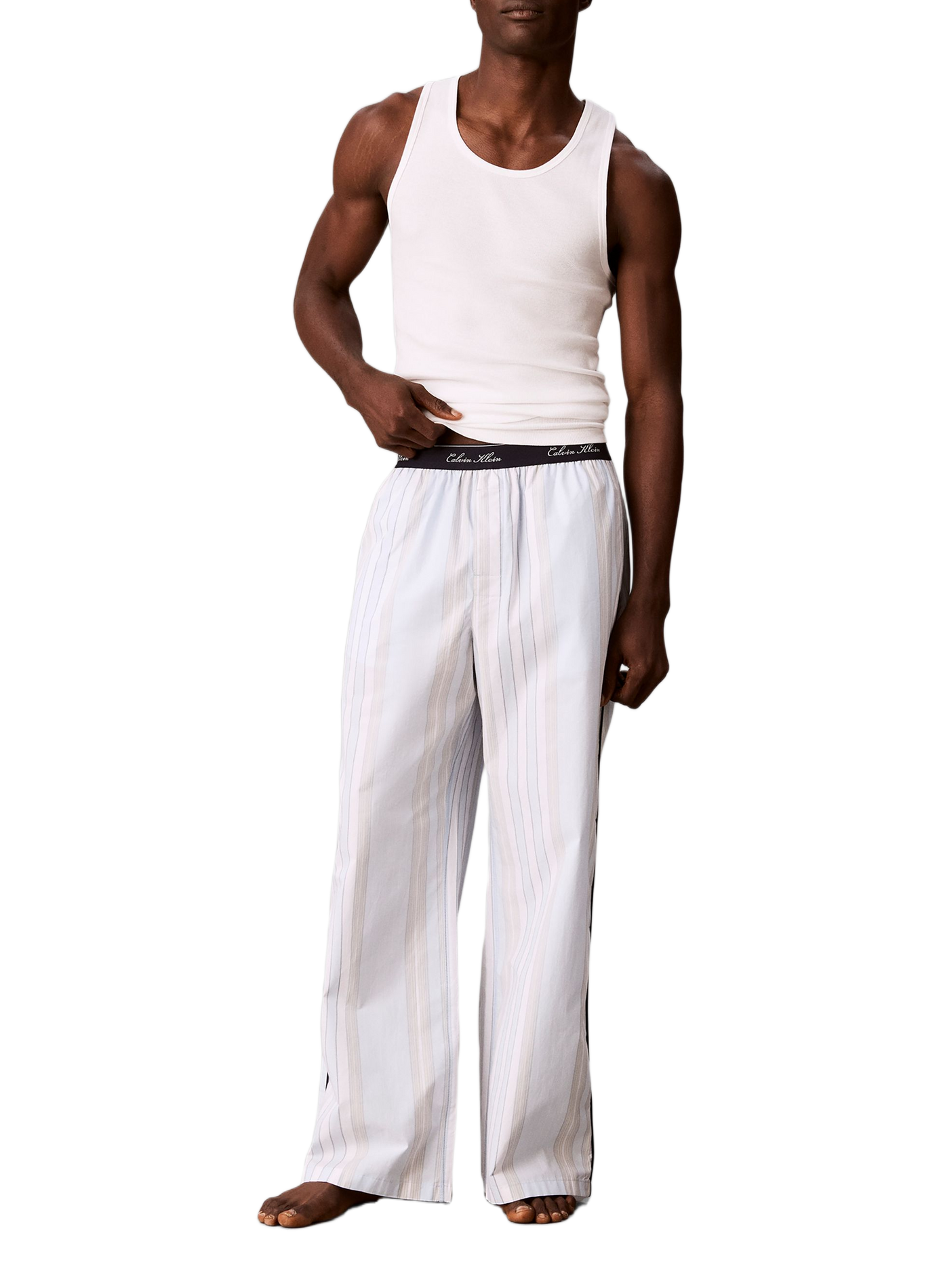 Pantalon de pyjama rayé en coton CALVIN KLEIN Multicolore