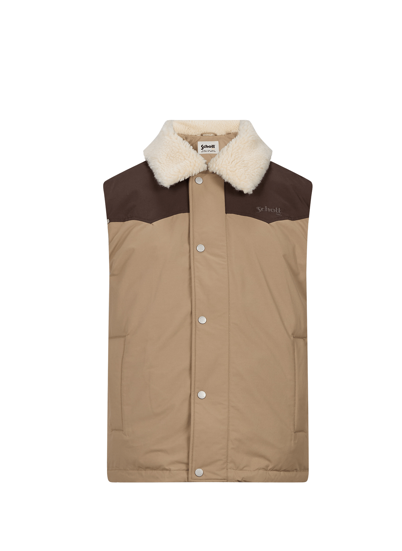 Baylerv straight sleeveless jacket in cotton blend SCHOTT Beige