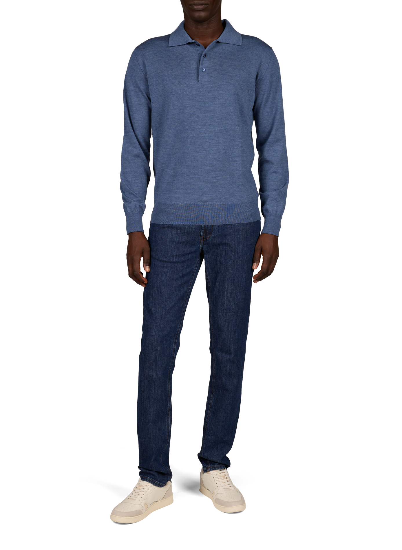 Plain wool long-sleeve polo ETON Blue
