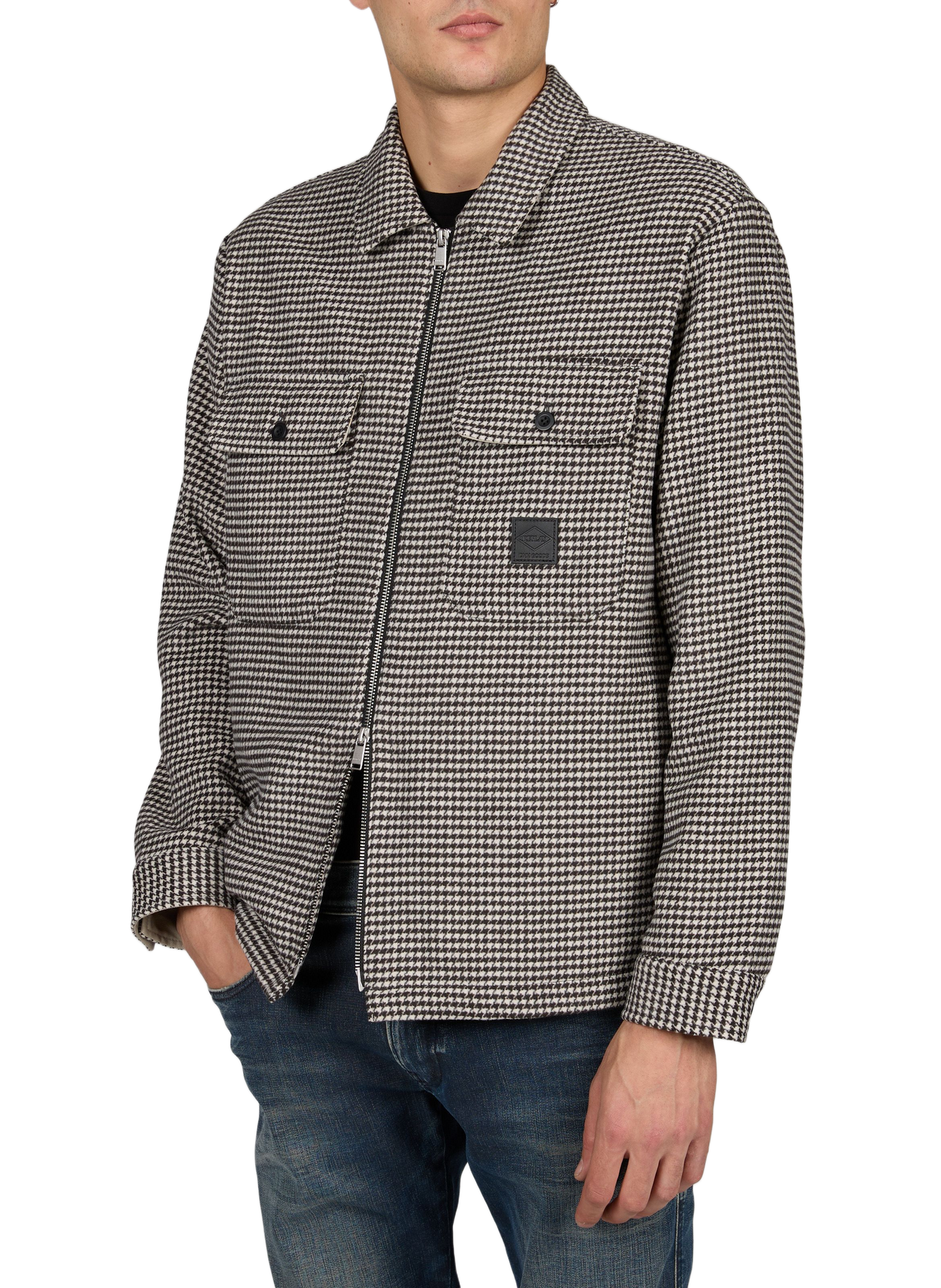 Gerade geschnittene Jacke mit Reißverschluss und Muster REPLAY Weiss