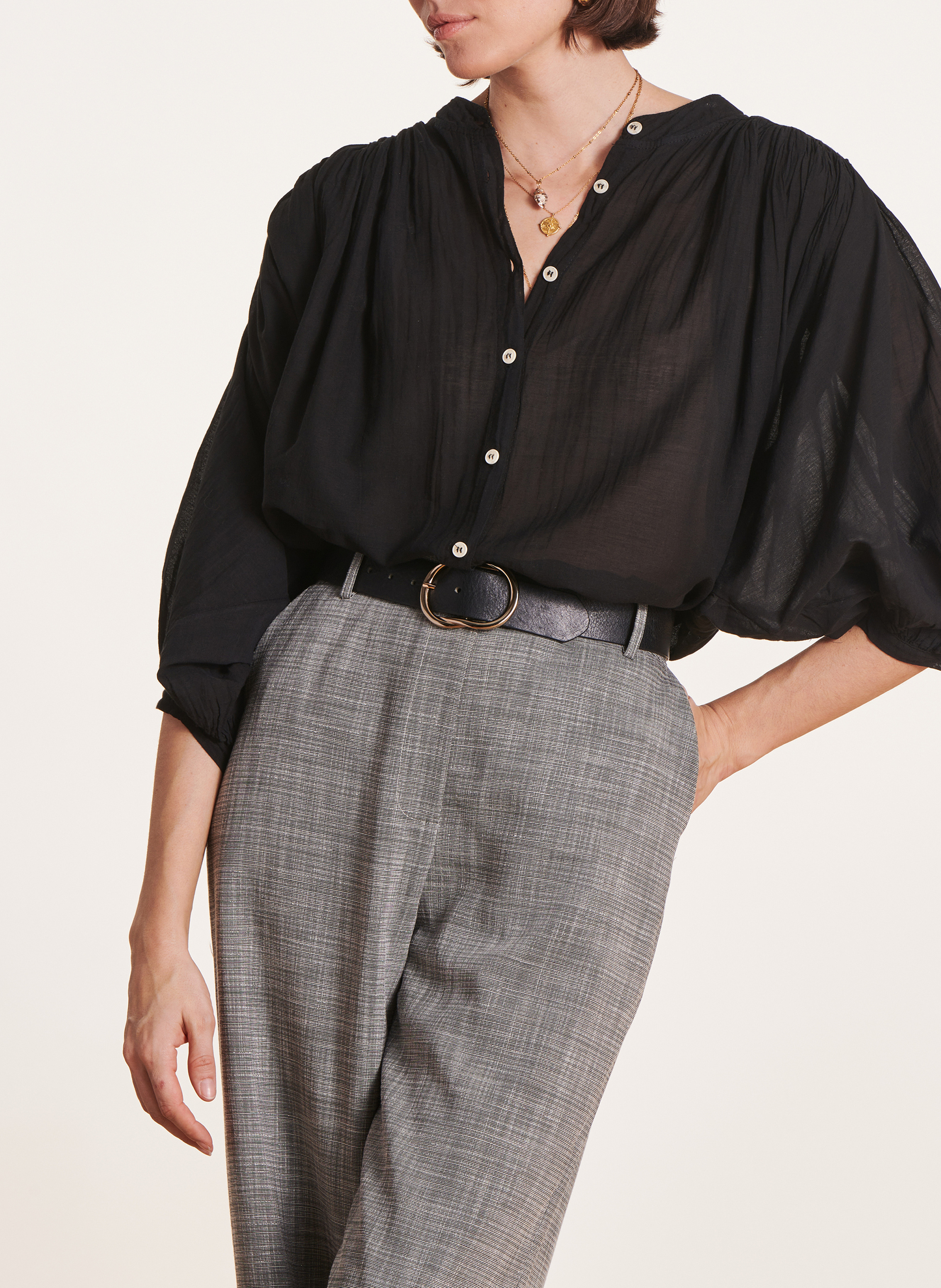 Oversized katoenen overhemd LA FEE MARABOUTEE Zwart