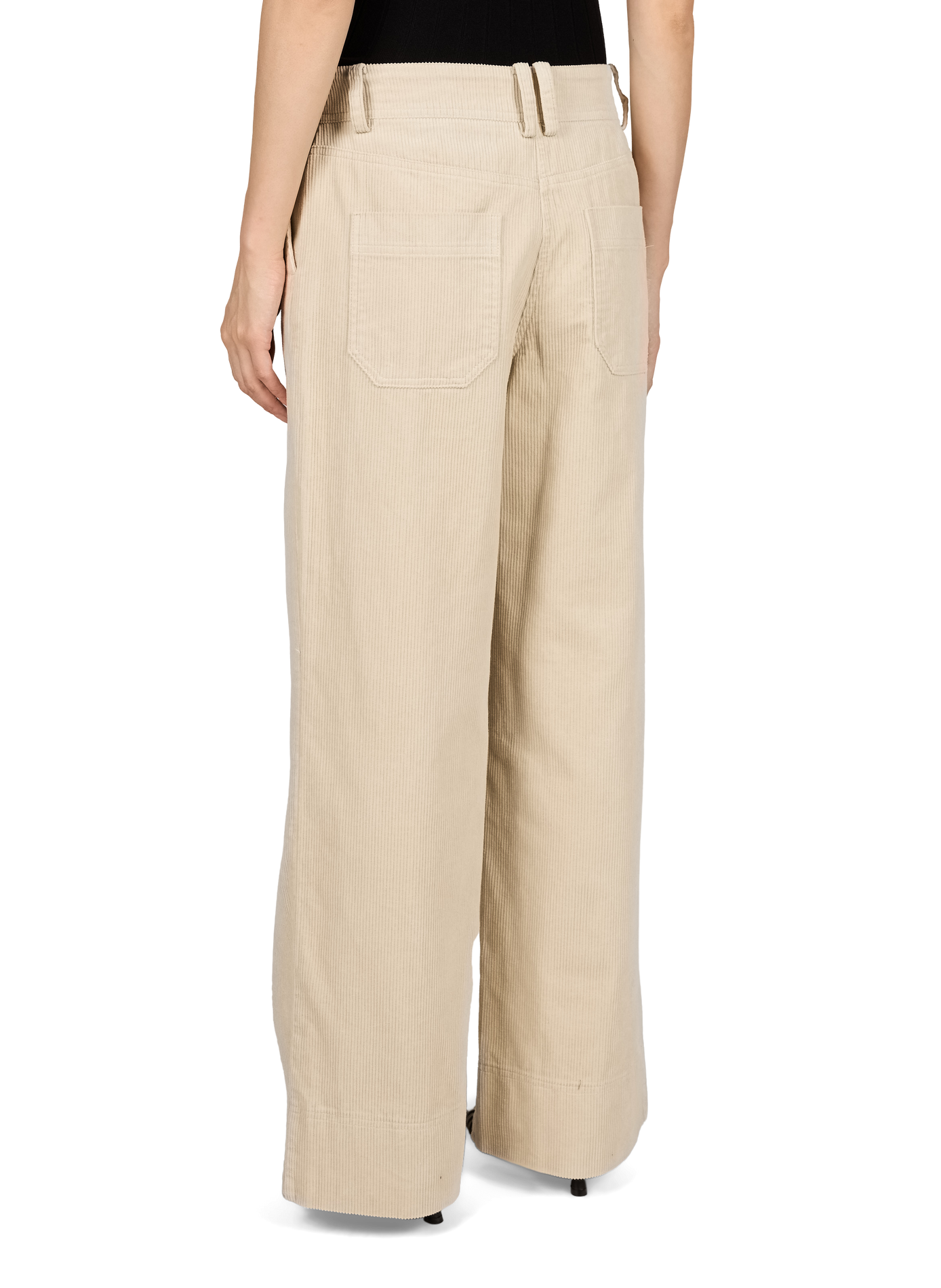Rousima wijde broek van geribbeld katoen ROUGE EDIT Beige