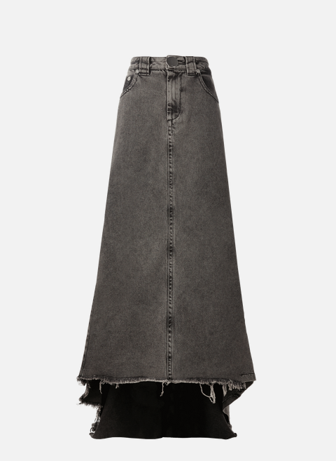 Long, asymmetrical denim skirt BrownVAQUERA 