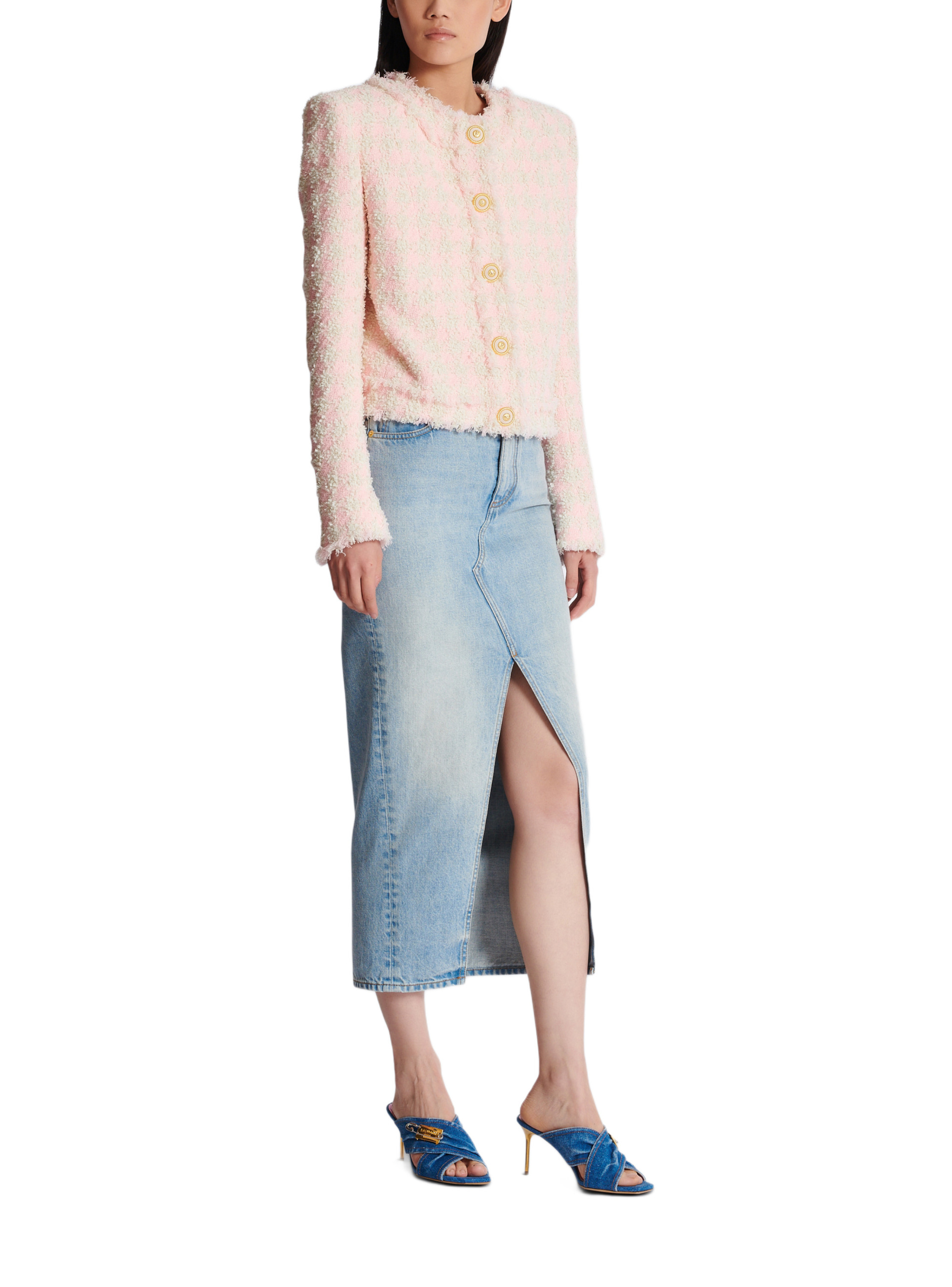 Veste 5 boutons en tweed BALMAIN Rose