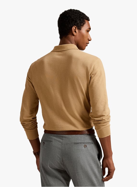 Long-sleeved cotton polo shirt | Beige by POLO RALPH LAUREN Long-sleeved cotton polo shirt Beige