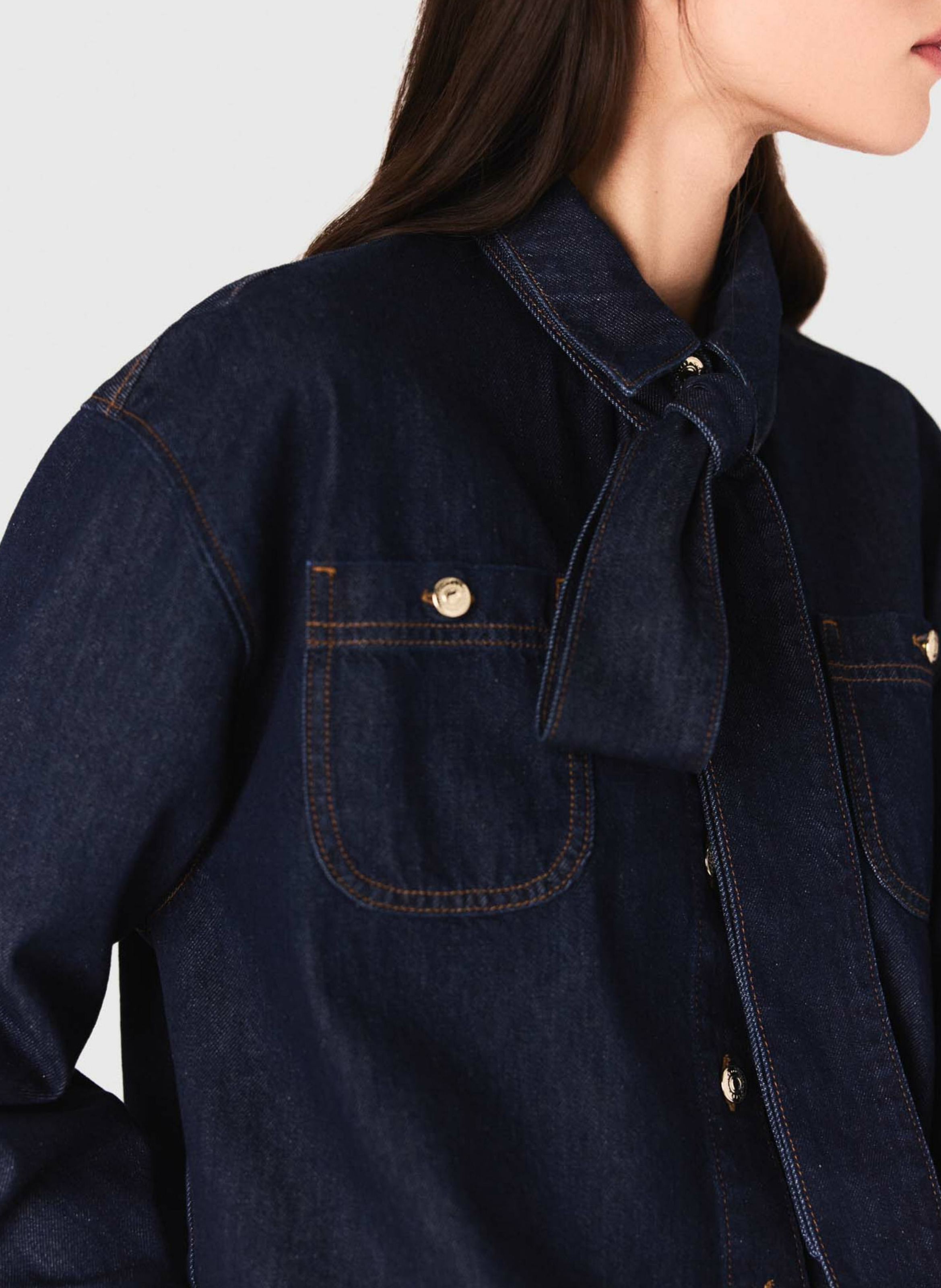 Chemise col classique en jean MAJE Bleu