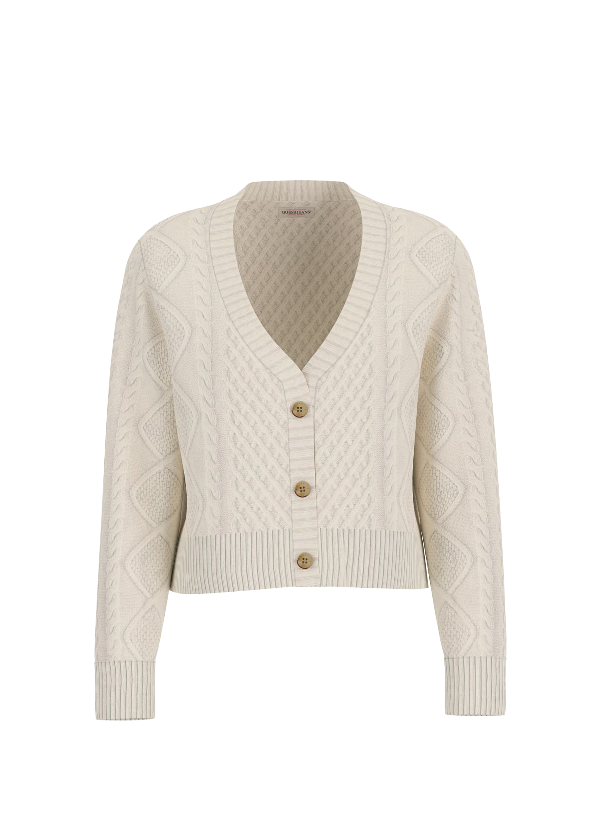 GUESS Cotton and wool blend cardigan Beige