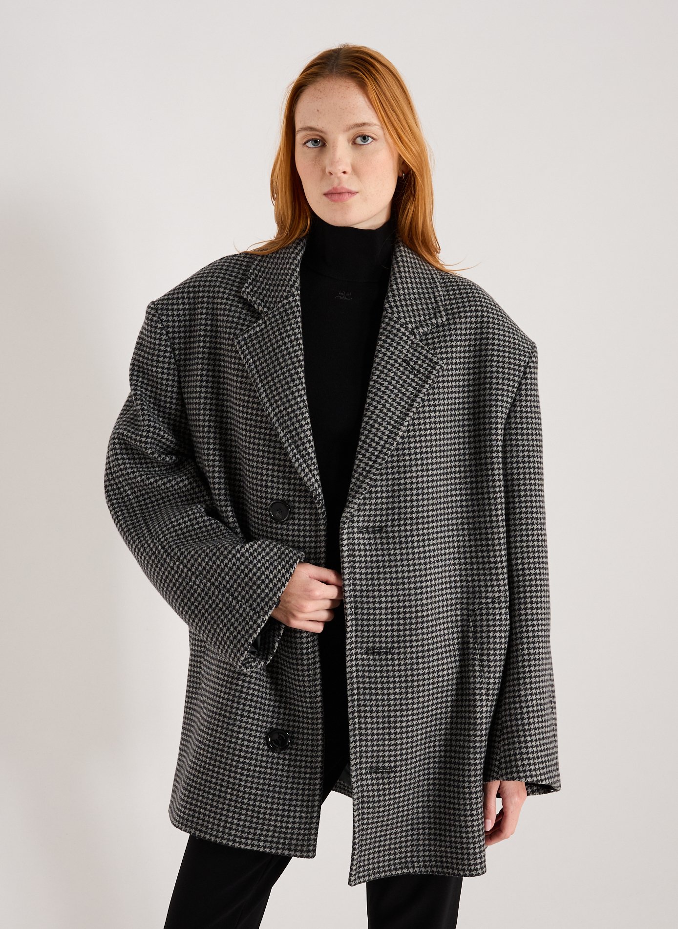 COPERNI Wool houndstooth coat Grey