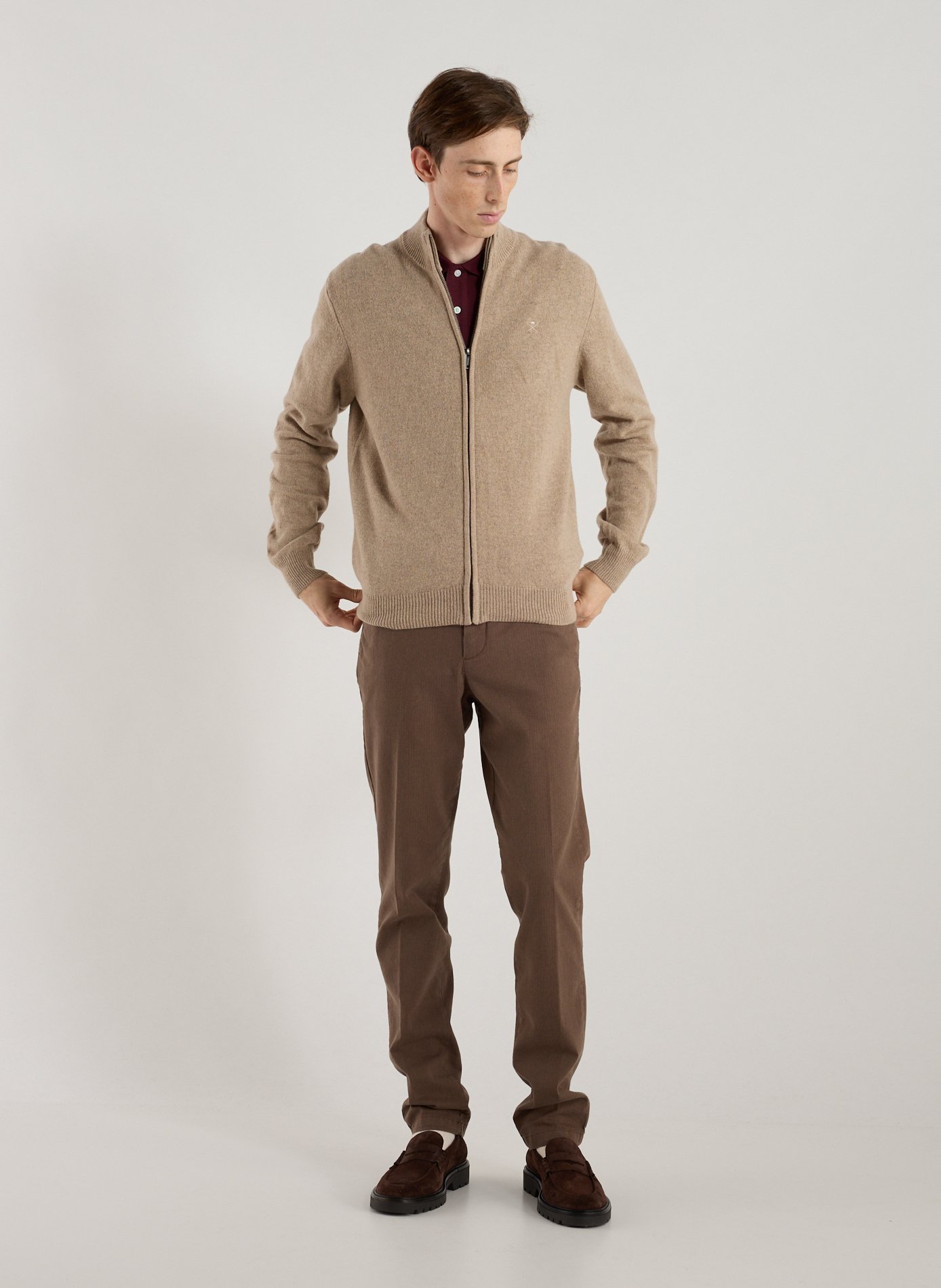 Fox patch cardigan HACKETT Beige