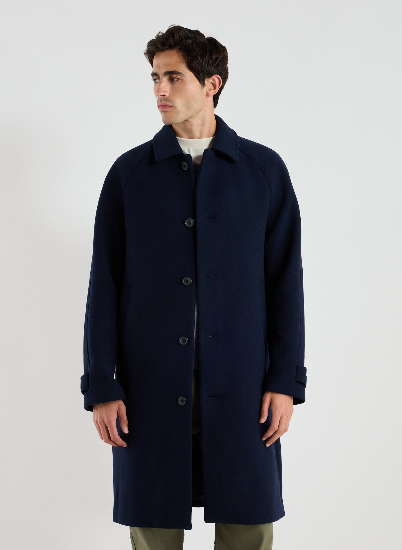 Classic wool blend collar parka Blue by LES DEUX LES DEUX Classic wool blend collar parka Blue